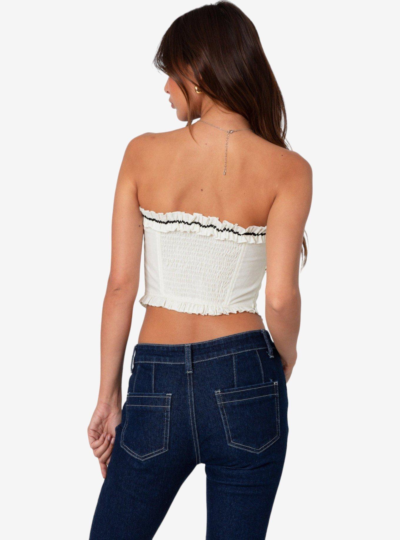 Edikted Coralie Ruffled Corset, IVORY, alternate