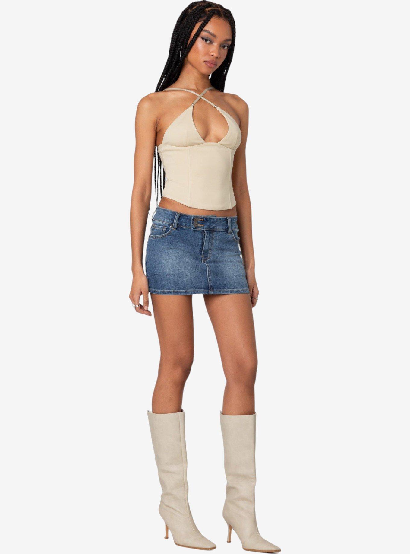 Edikted Lou Crossover Beaded Corset, BEIGE, alternate
