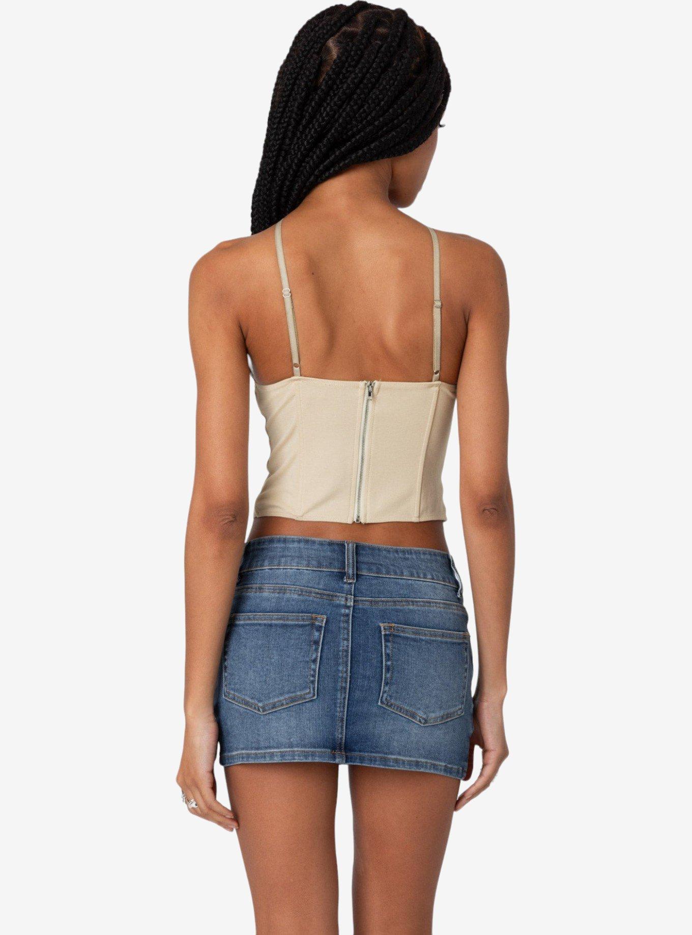 Edikted Lou Crossover Beaded Corset, BEIGE, alternate