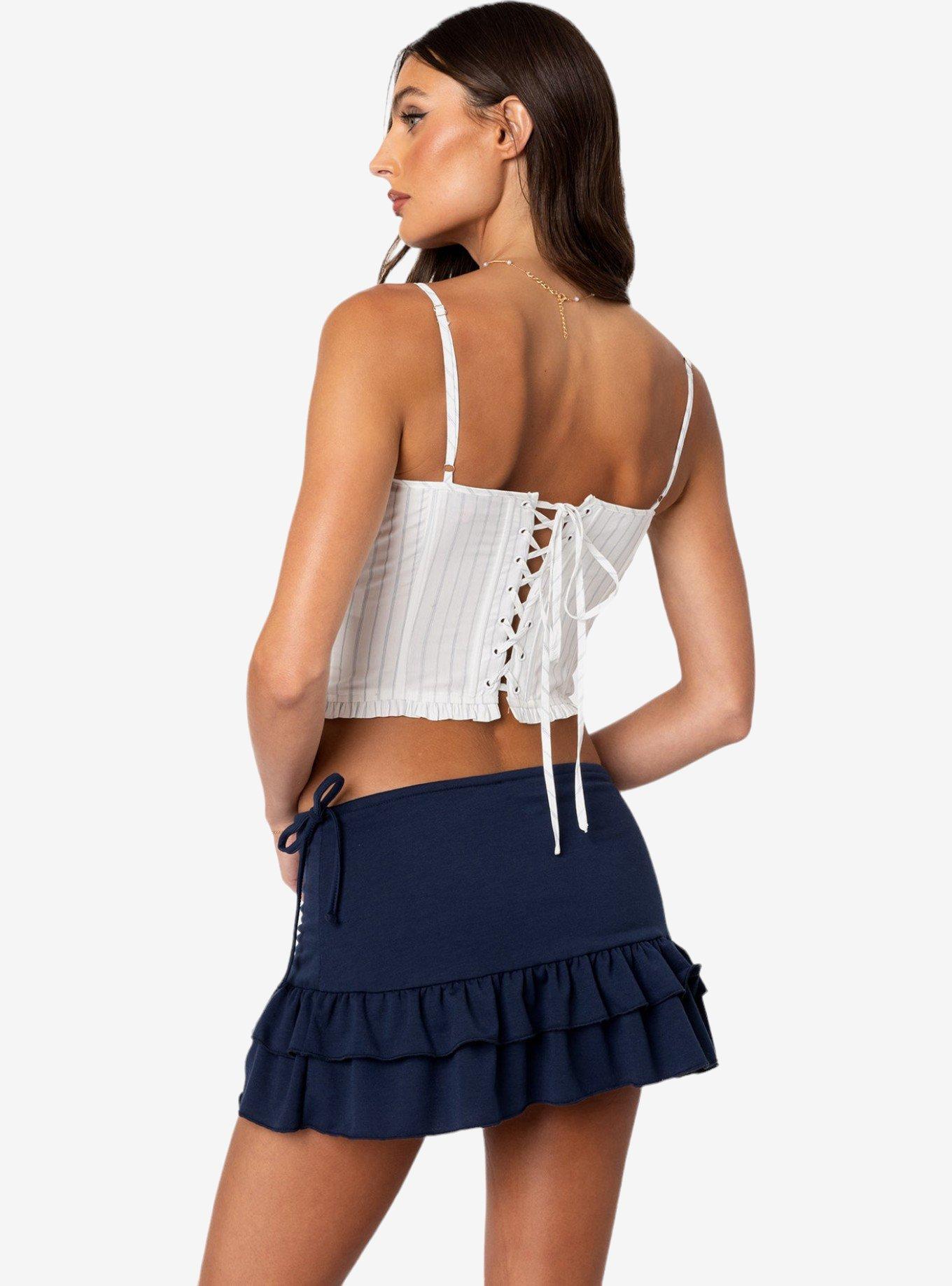 Edikted Greca Striped Poplin Corset, BRIGHT WHITE, alternate