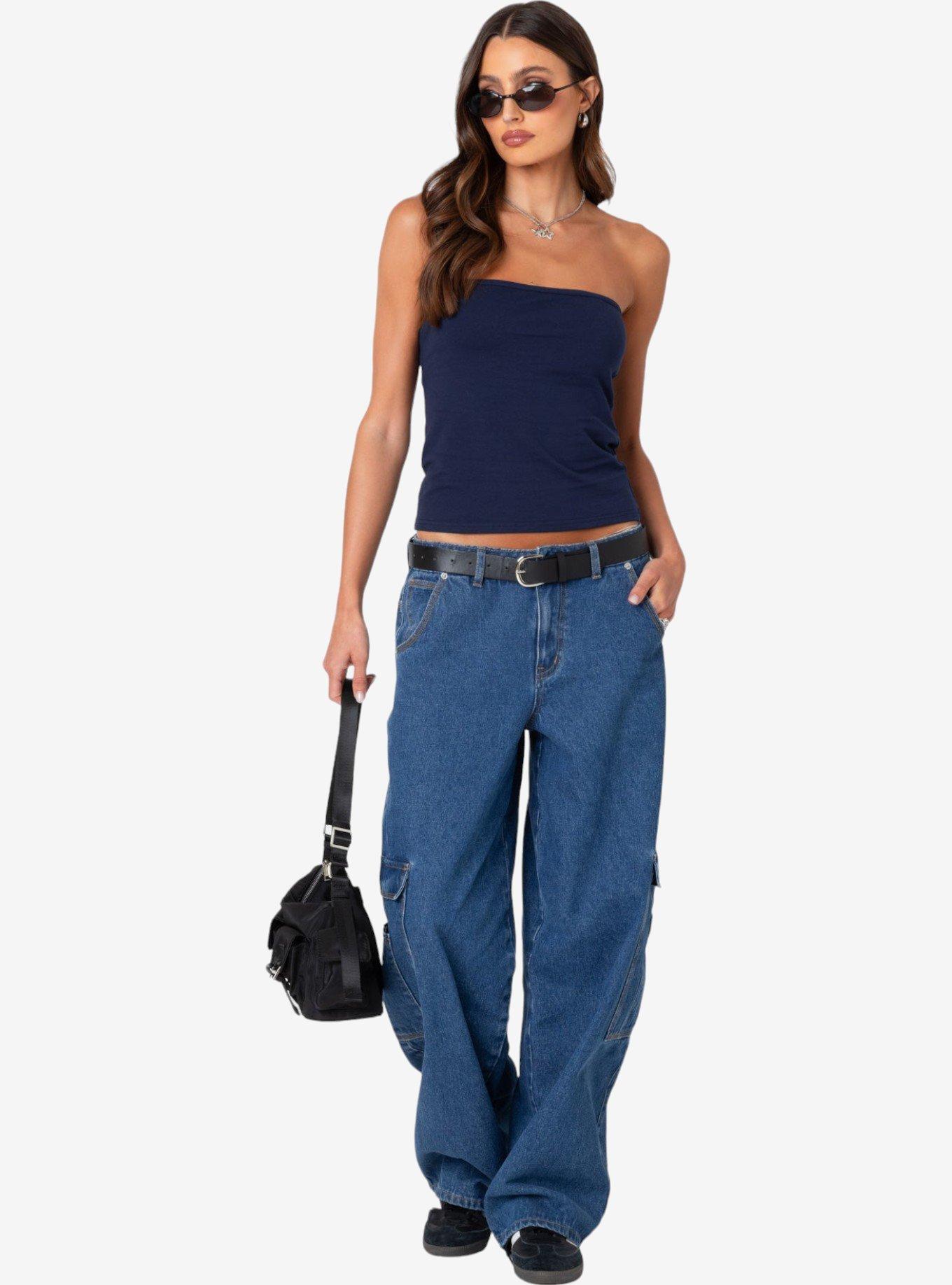 Edikted Built In Bra Tube Top, BLUE, alternate