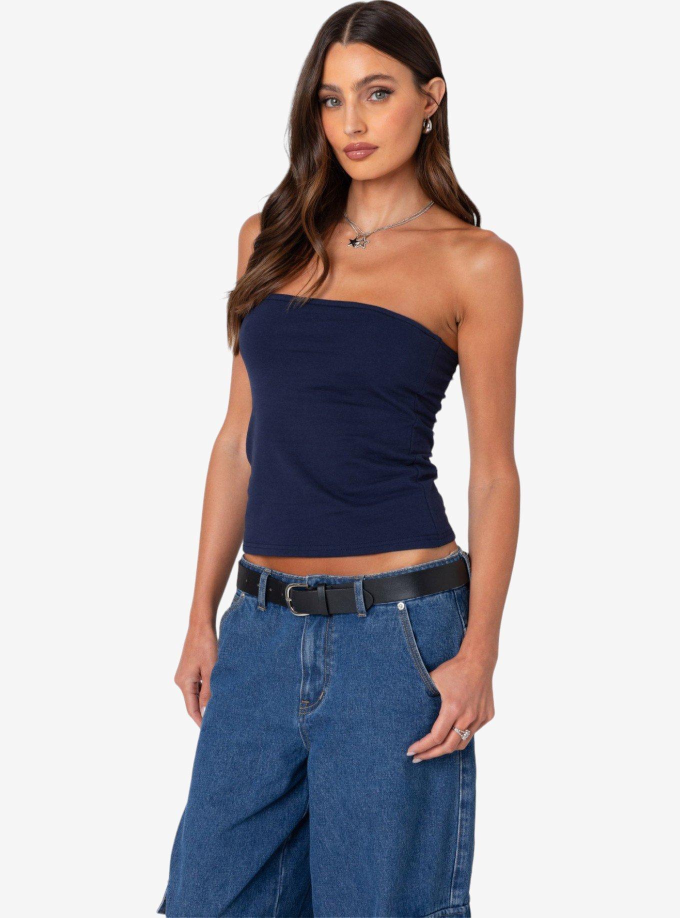 Edikted Built In Bra Tube Top, BLUE, alternate