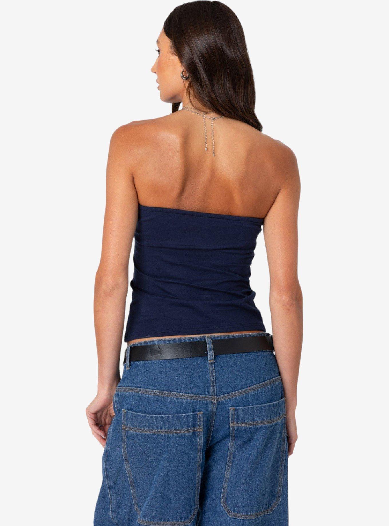 Edikted Built In Bra Tube Top, BLUE, alternate