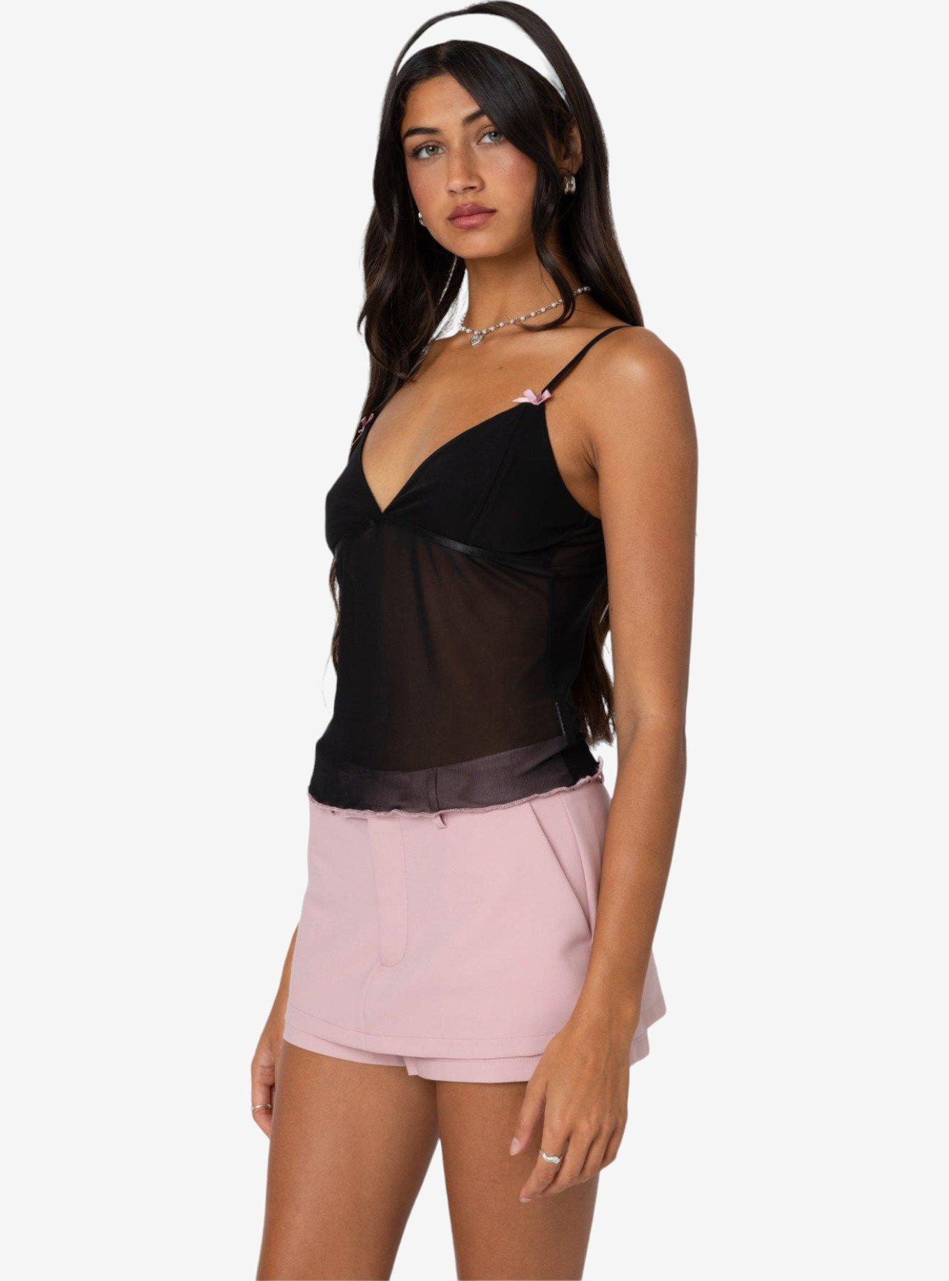 Edikted Harriet Sheer Mesh Top, BLACK, alternate