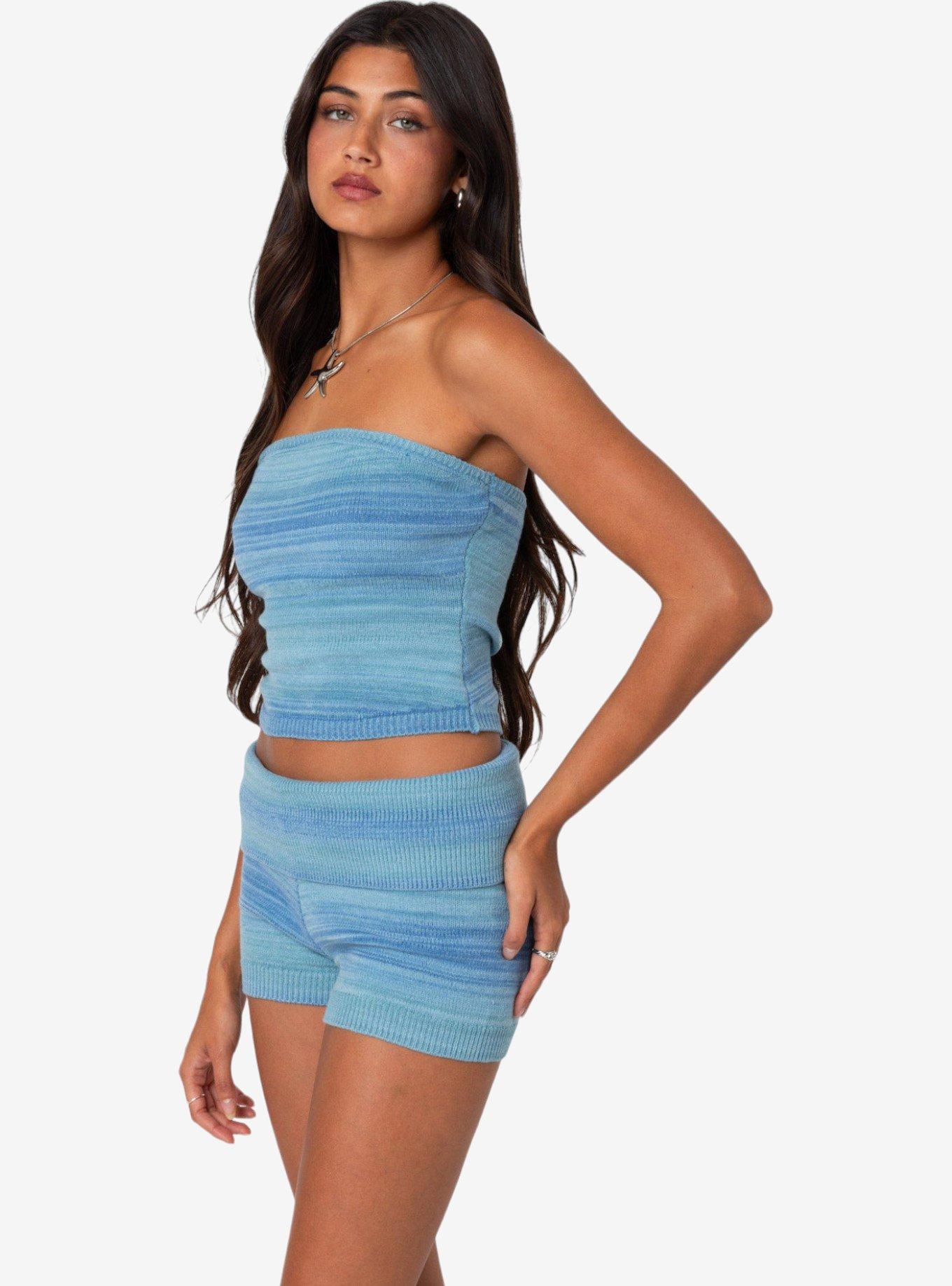 Edikted Daytona Gradient Knit Tube Top, BLUE, alternate