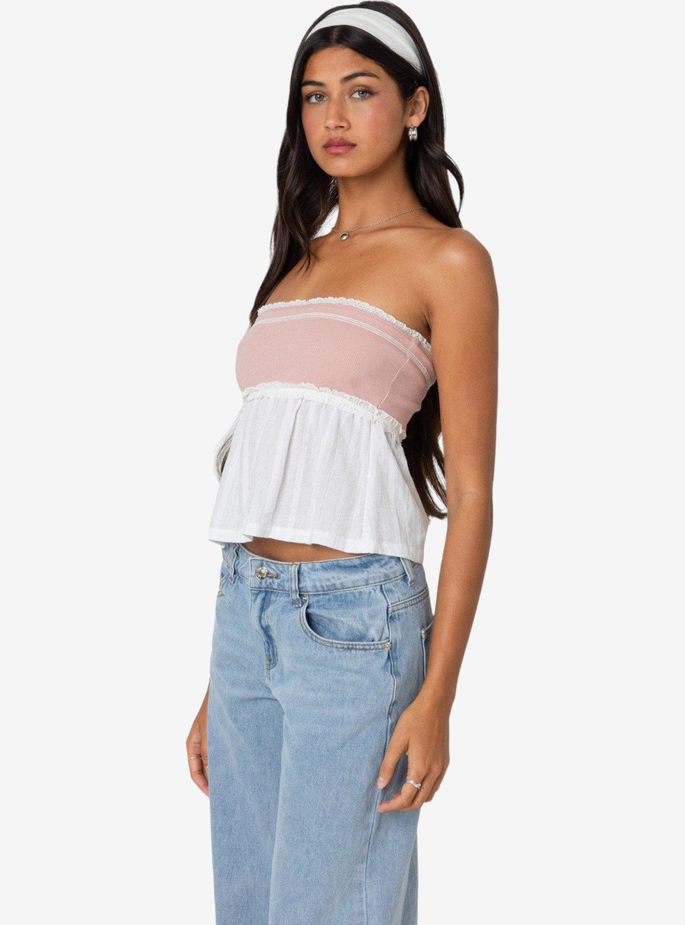 Edikted Rena Ribbed Peplum Tube Top, MULTI, alternate