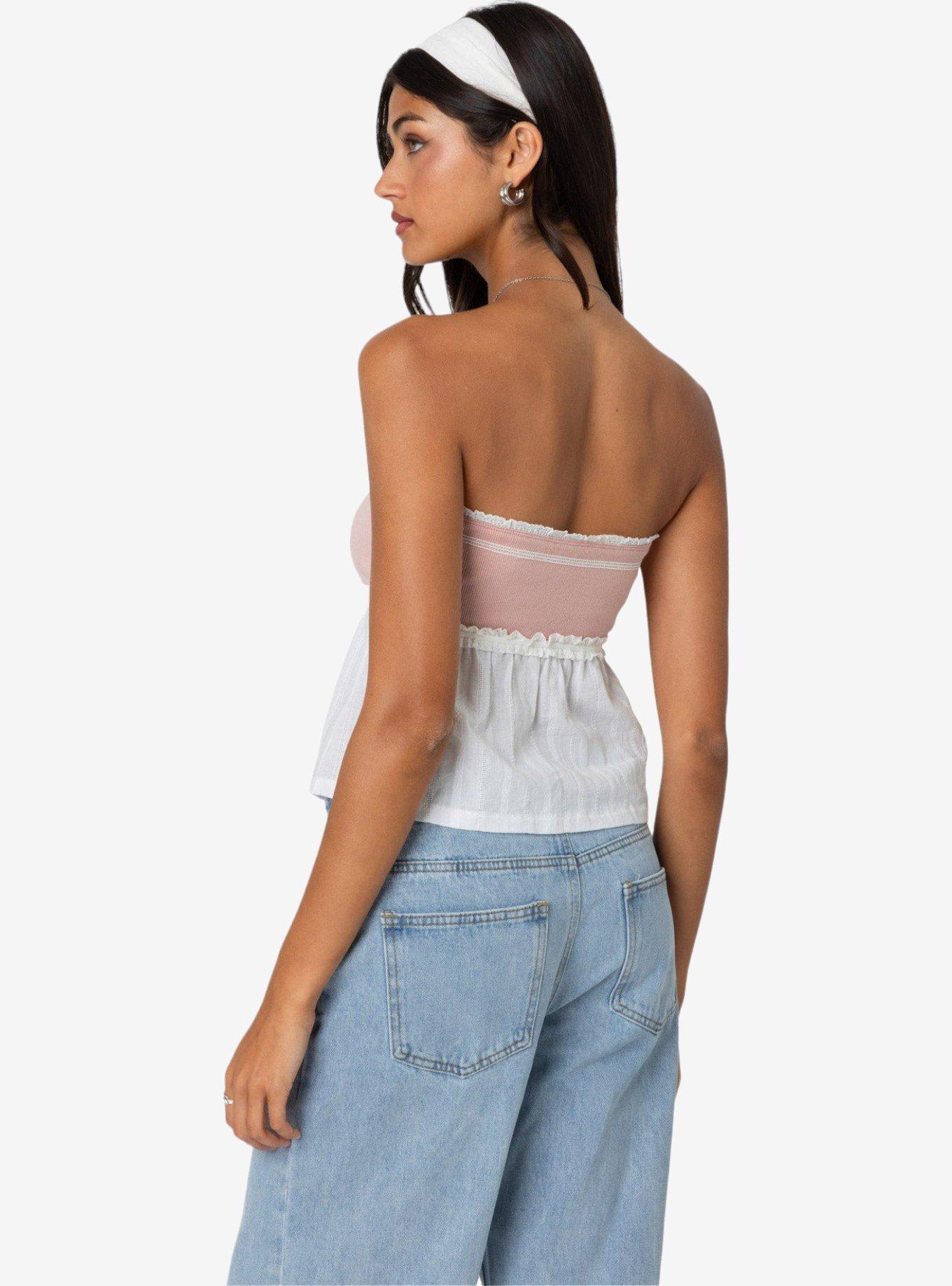 Edikted Rena Ribbed Peplum Tube Top, MULTI, alternate