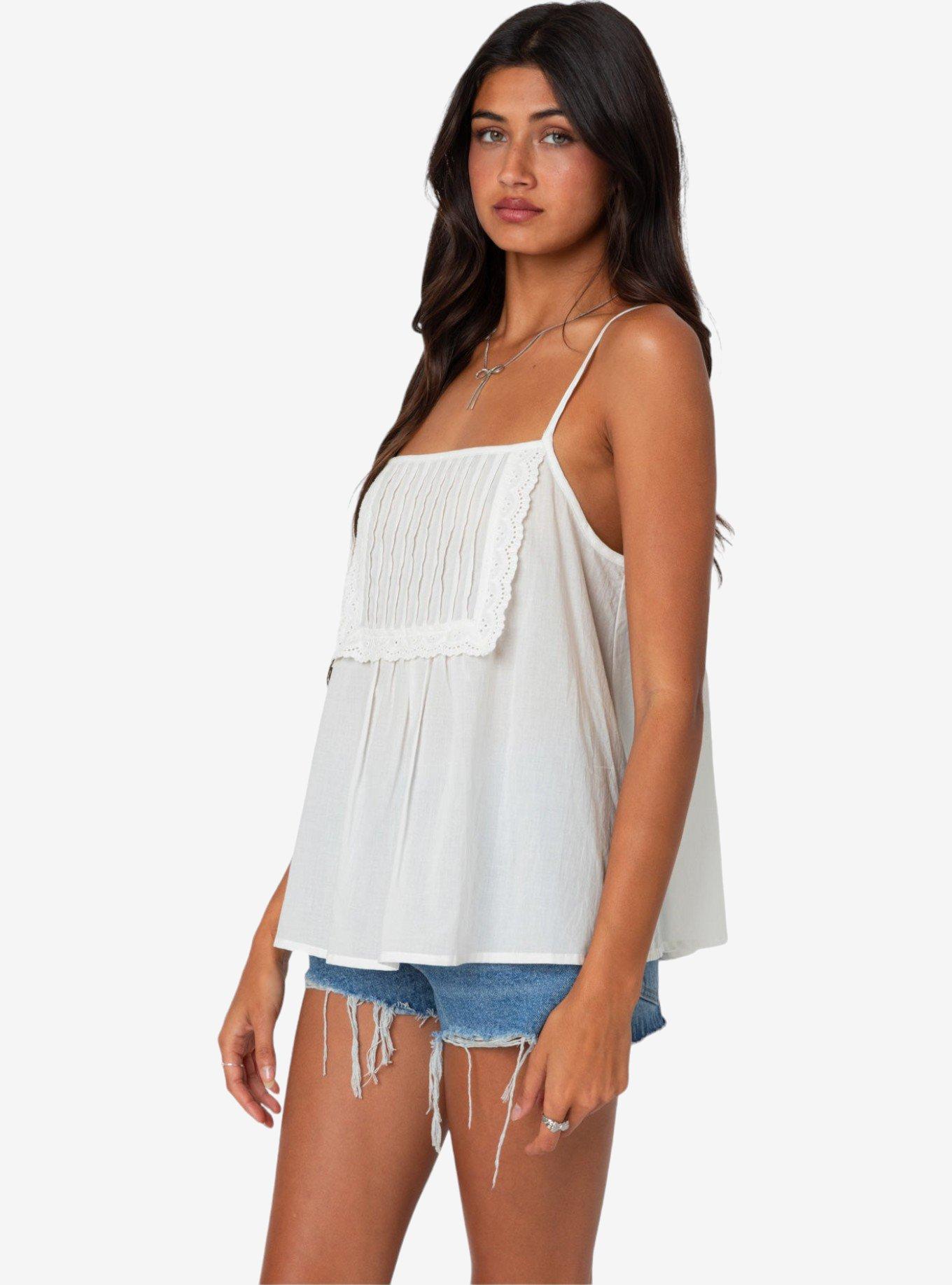 Edikted Eyelet Trim Paneled Top, BRIGHT WHITE, alternate