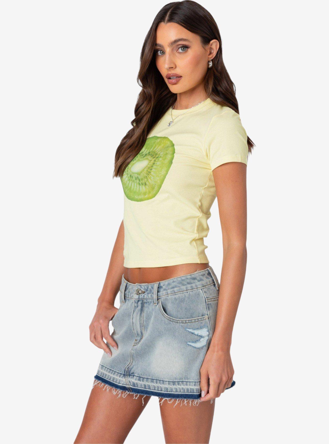 Edikted Kiwi T Shirt, BRIGHT YELLOW, alternate