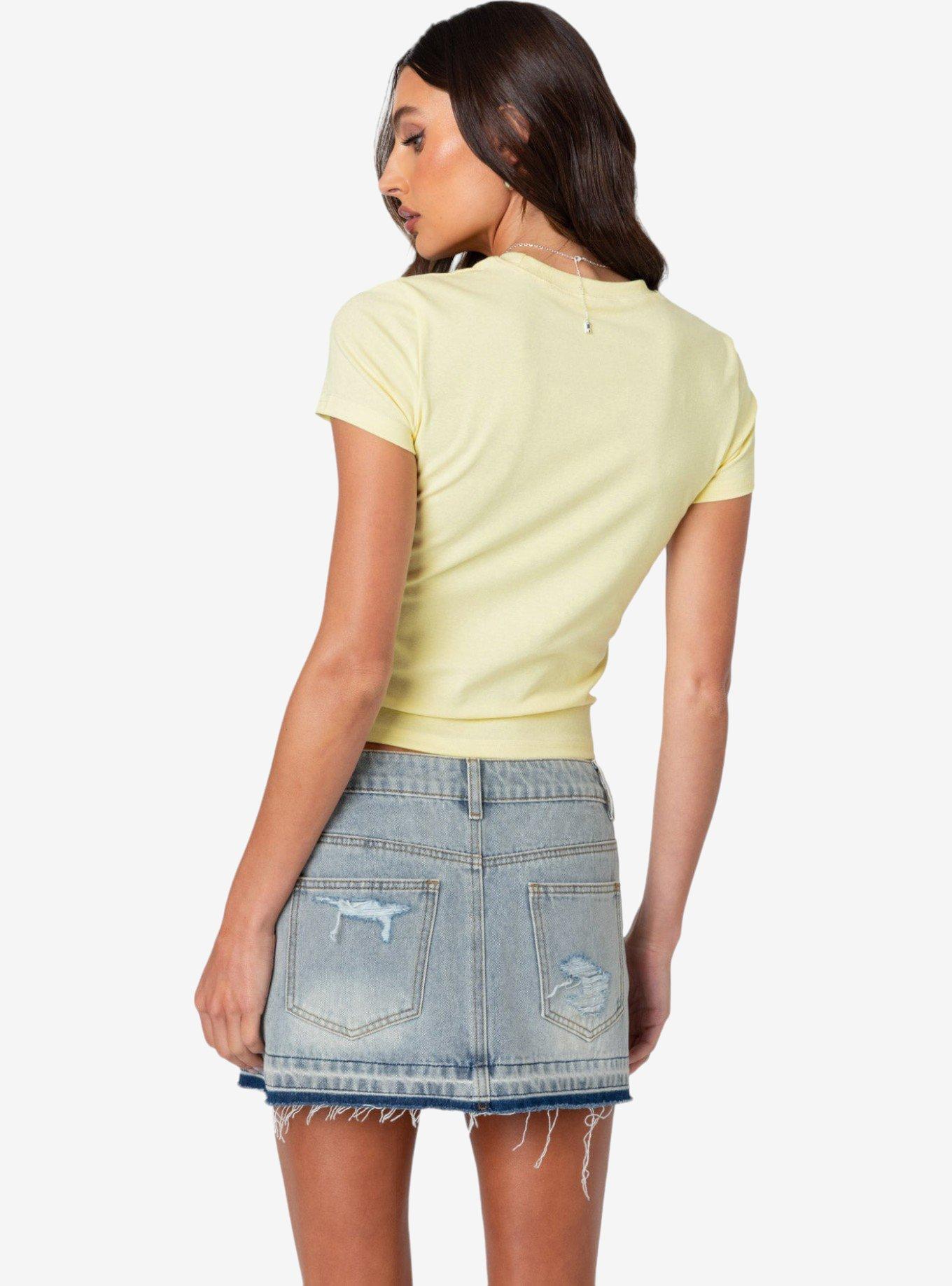 Edikted Kiwi T Shirt, BRIGHT YELLOW, alternate