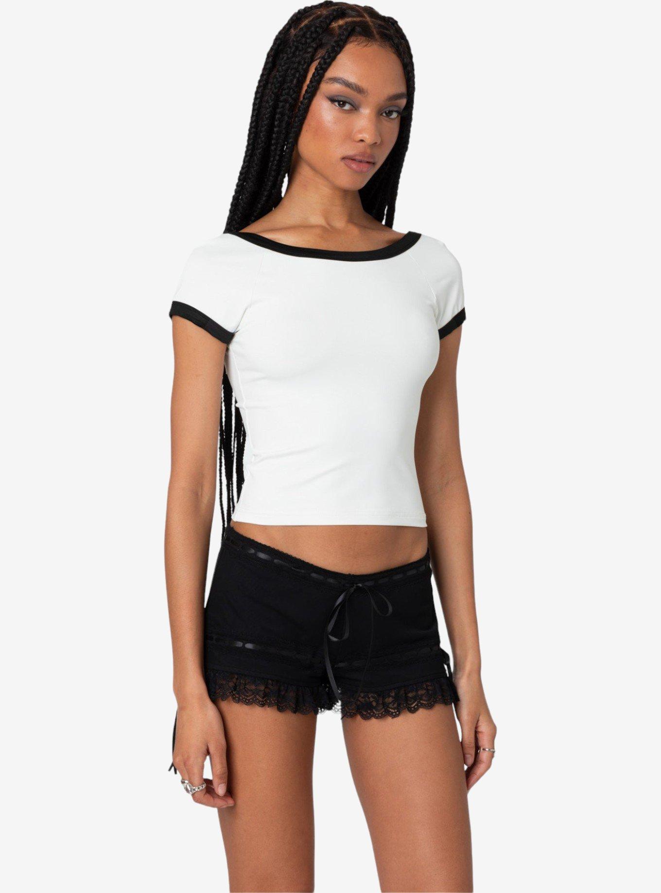 Edikted Low Back Contrast T Shirt, MULTI, alternate