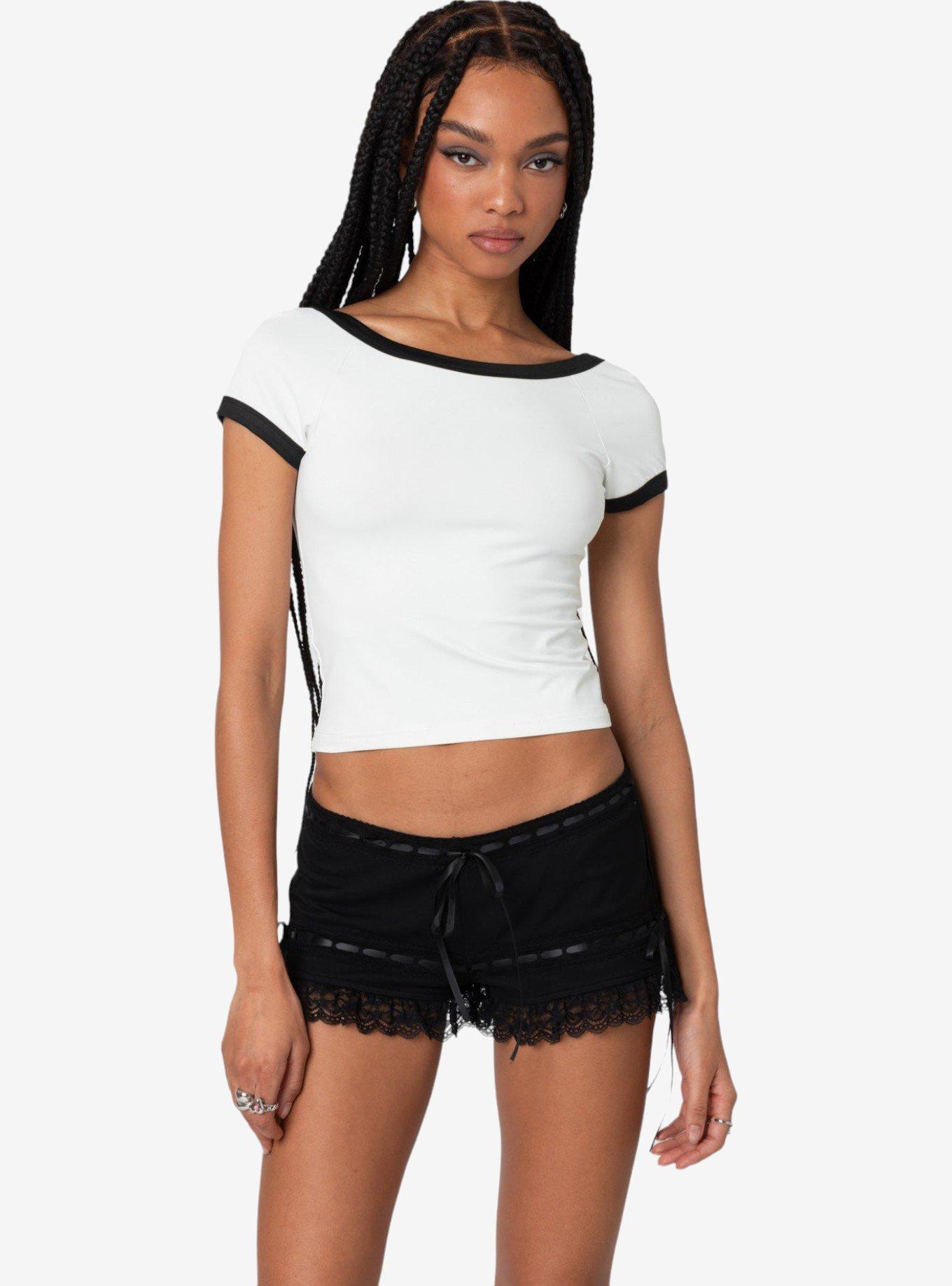 Edikted Low Back Contrast T Shirt, MULTI, alternate