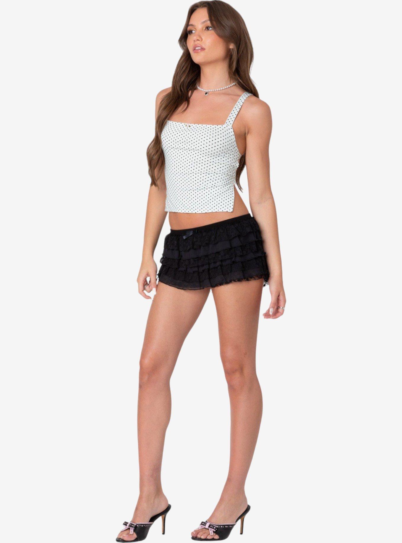 Edikted Kaia Polka Dot Tie Back Top, BRIGHT WHITE, alternate