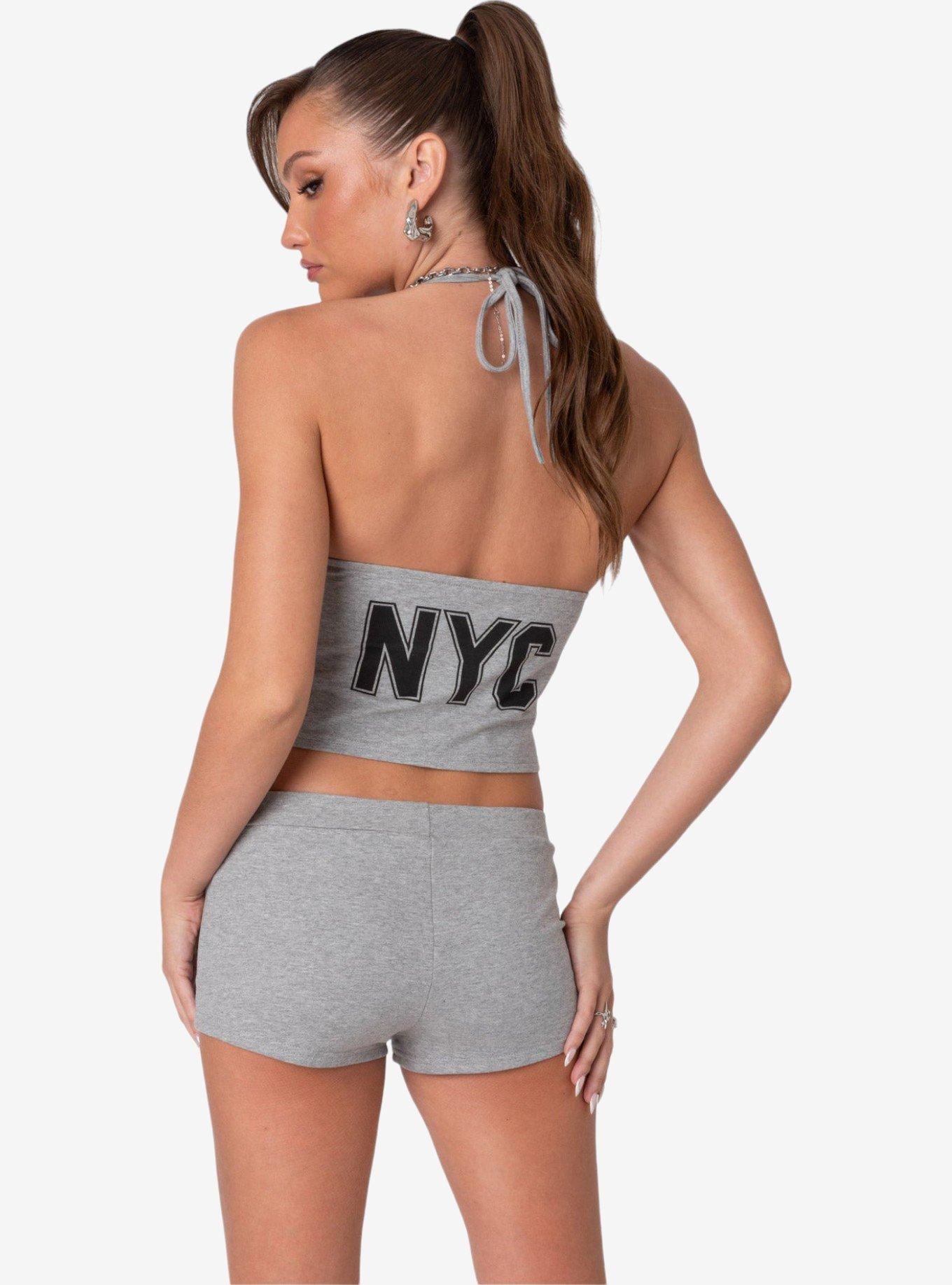 Edikted Jordan V Neck Halter Top, GREY, alternate