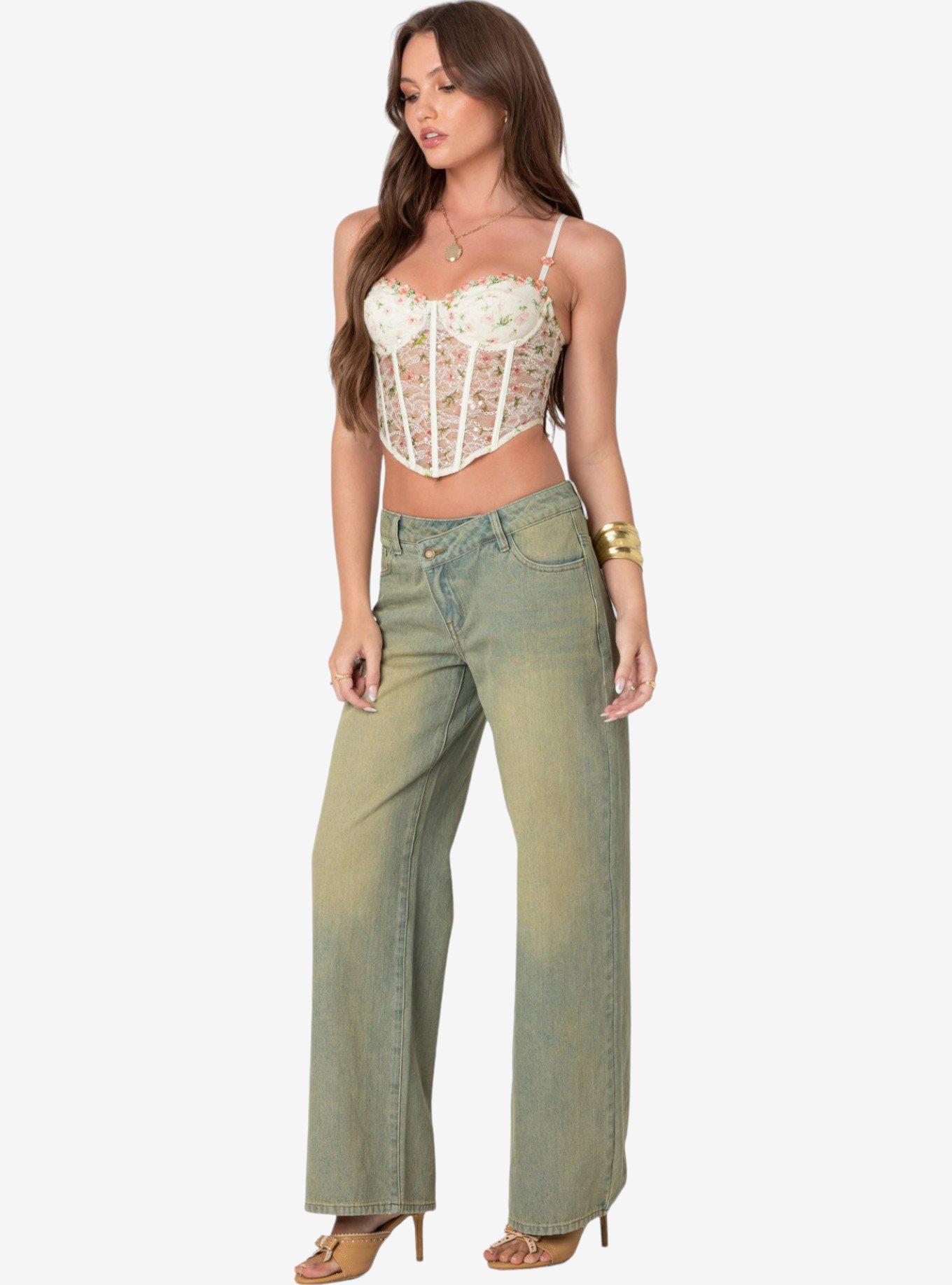Edikted Embroidered Sheer Lace Corset, IVORY, alternate