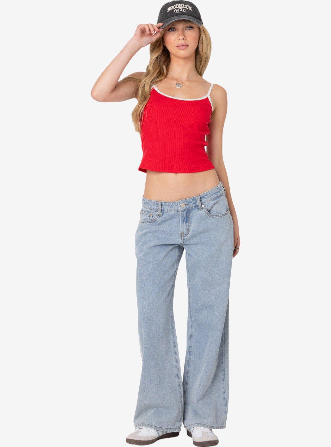 Edikted Franky Ribbed Contrast Tank Top, RED, alternate