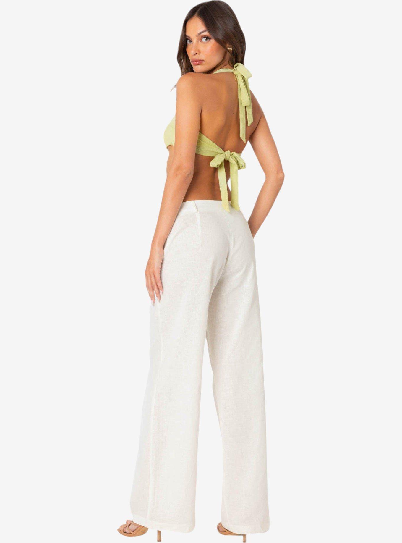 Edikted Twisty Textured Bra Top, GREEN, alternate