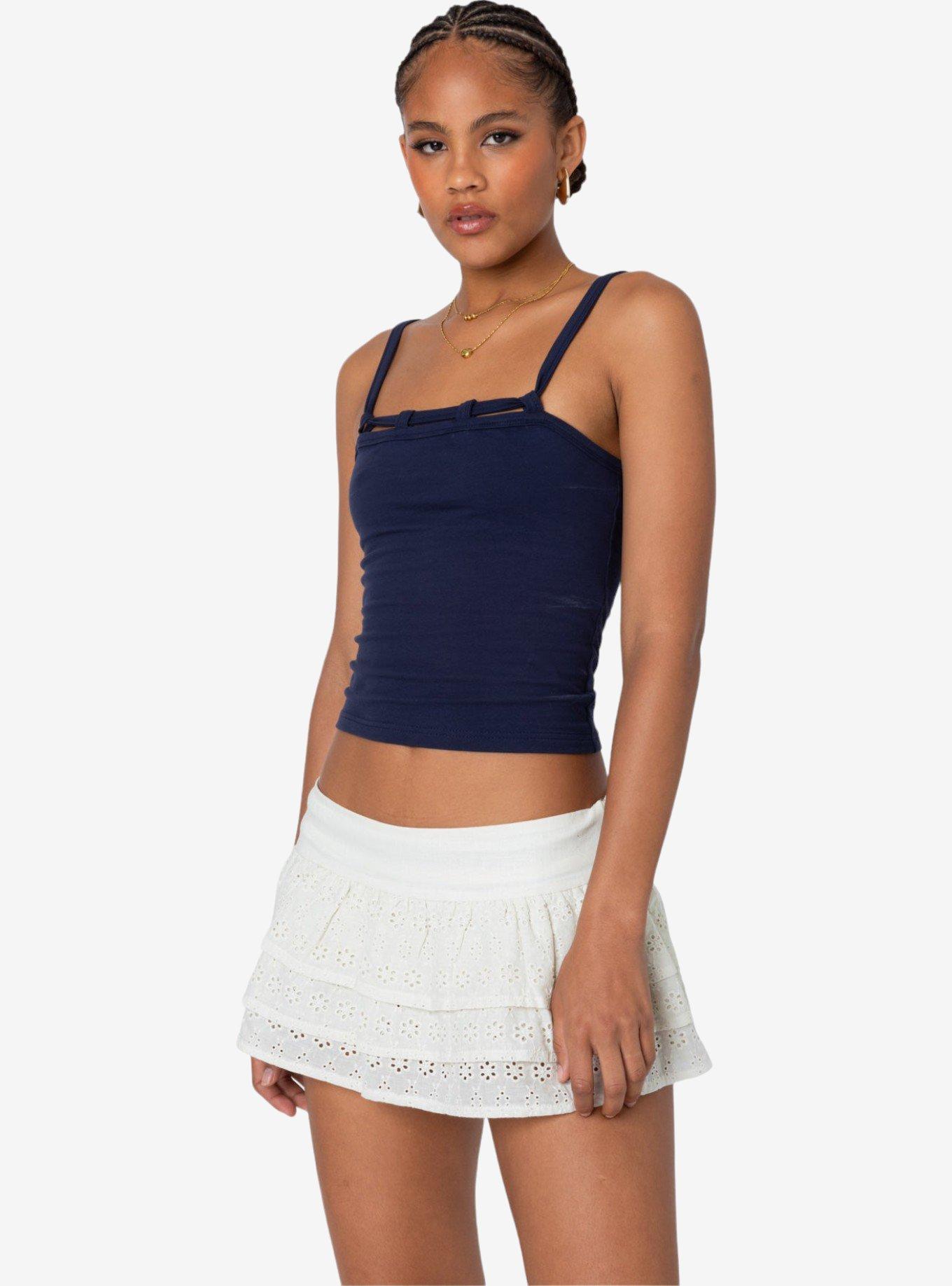 Edikted Looped Neckline Tank Top, BLUE, alternate