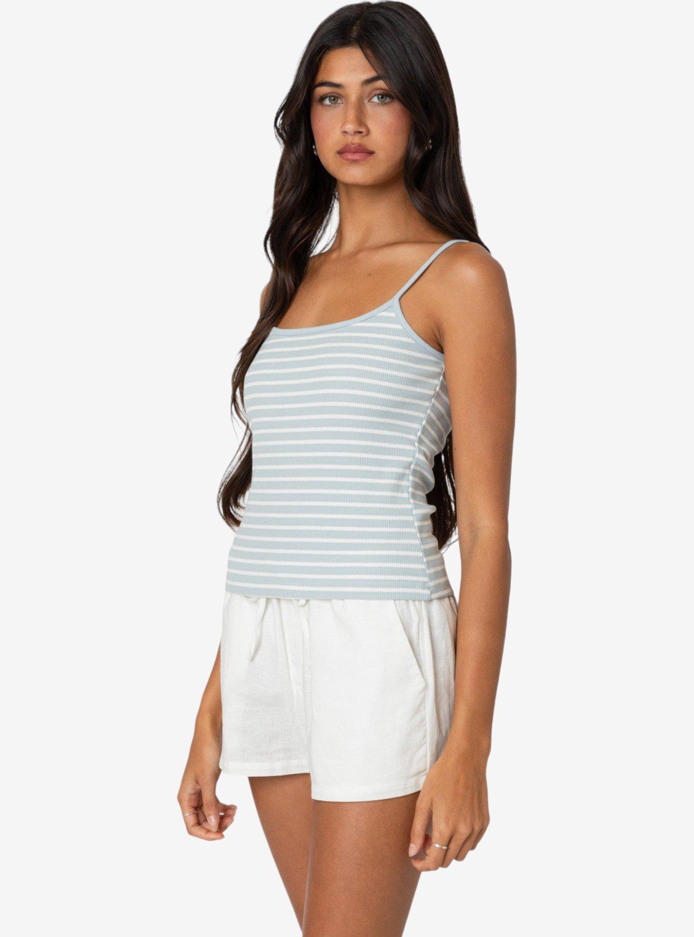 Edikted Gretta Striped Ribbed Tank Top, BLUE, alternate