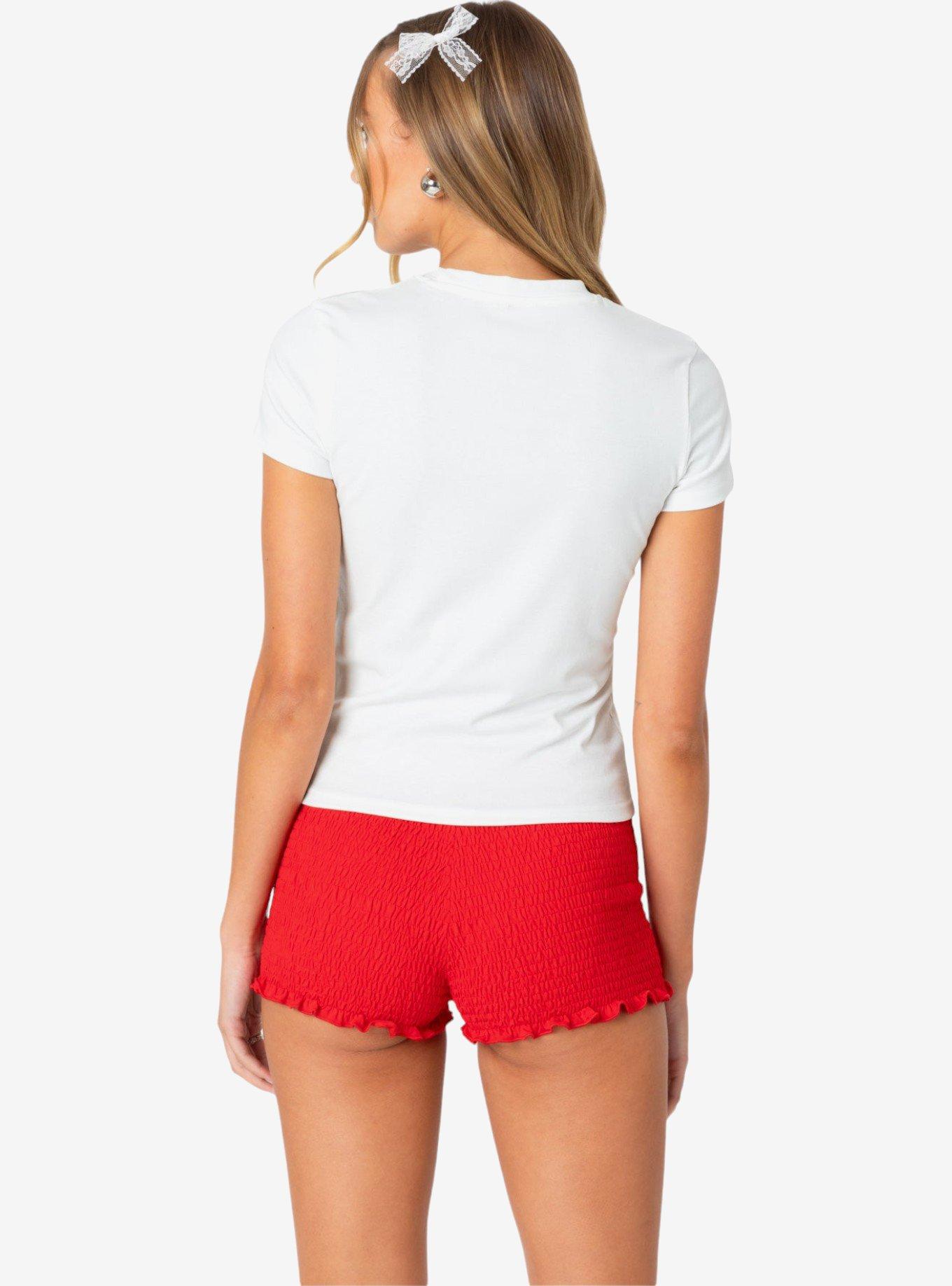 Edikted Cherry Heart T Shirt, BRIGHT WHITE, alternate