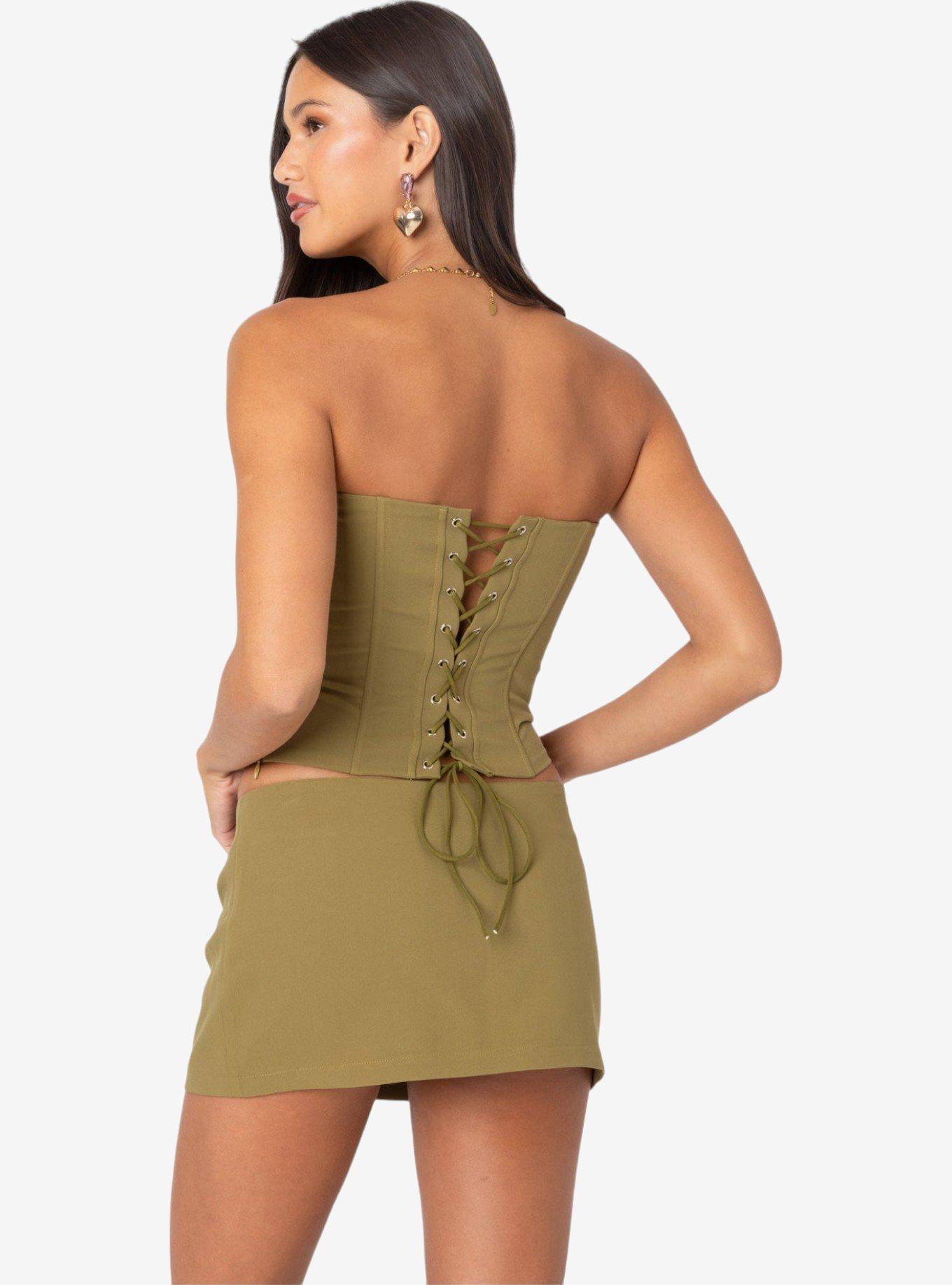 Edikted Piper Strapless Corset, GREEN, alternate