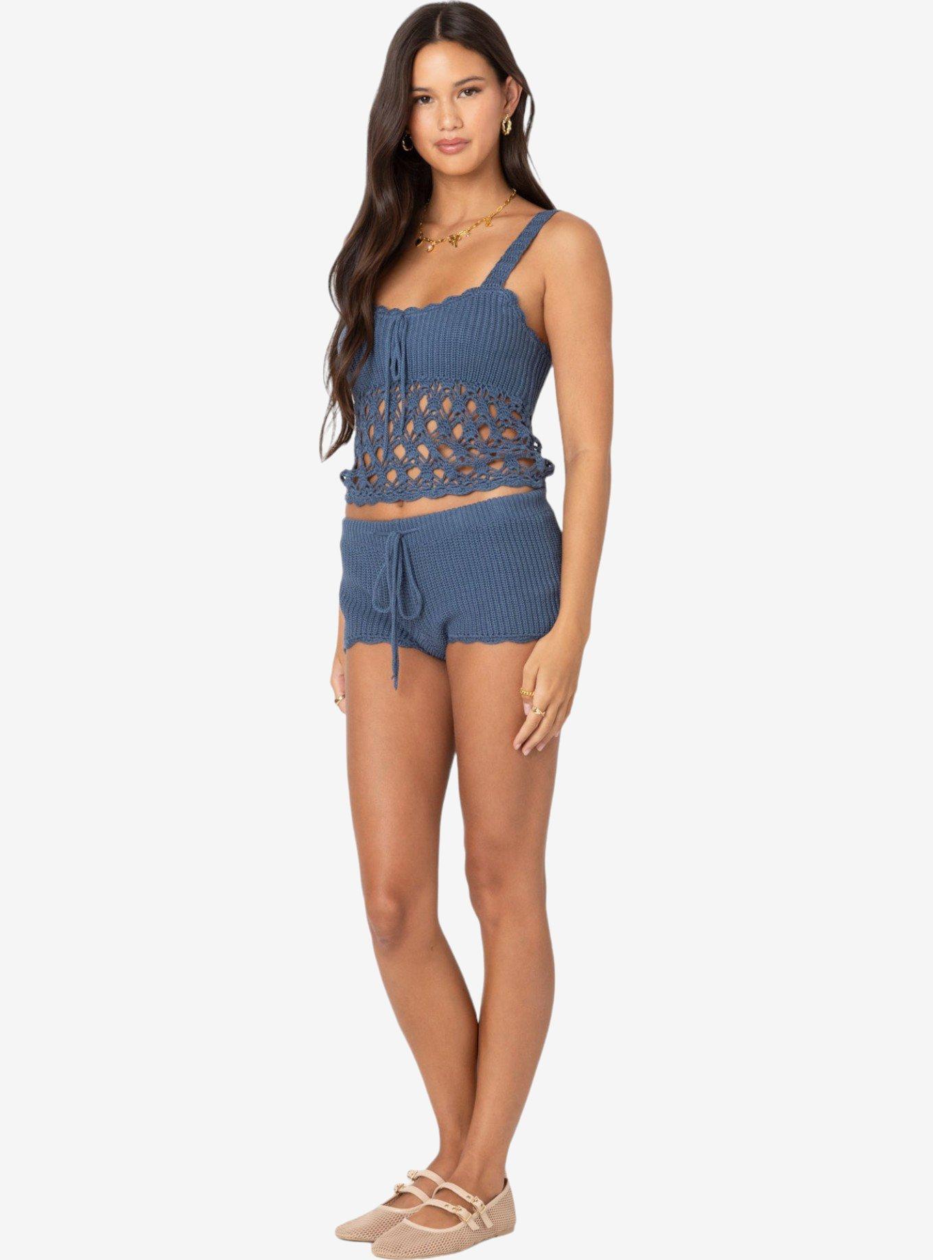 Edikted Danika Crochet Top, BLUE, alternate