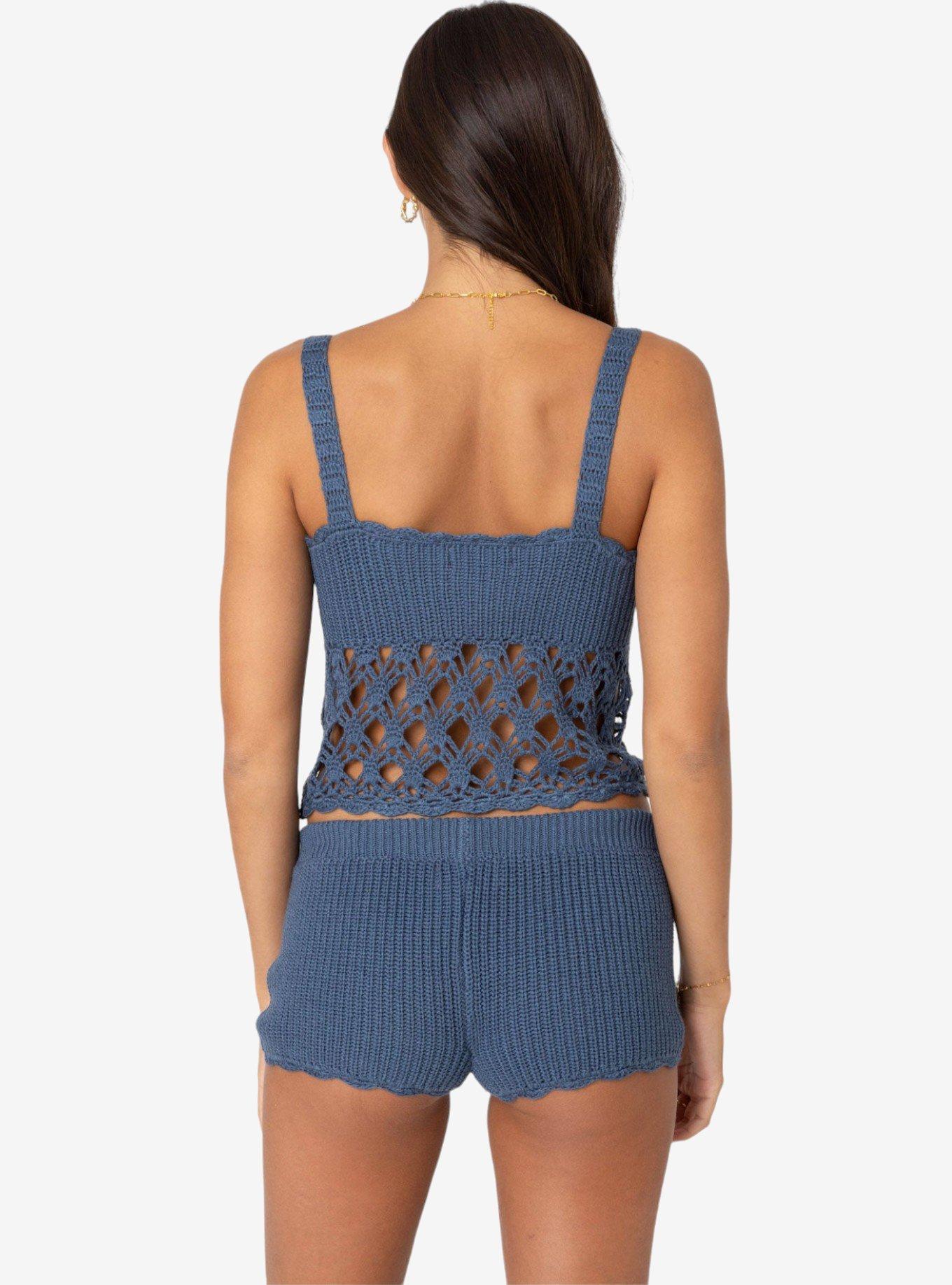 Edikted Danika Crochet Top, BLUE, alternate