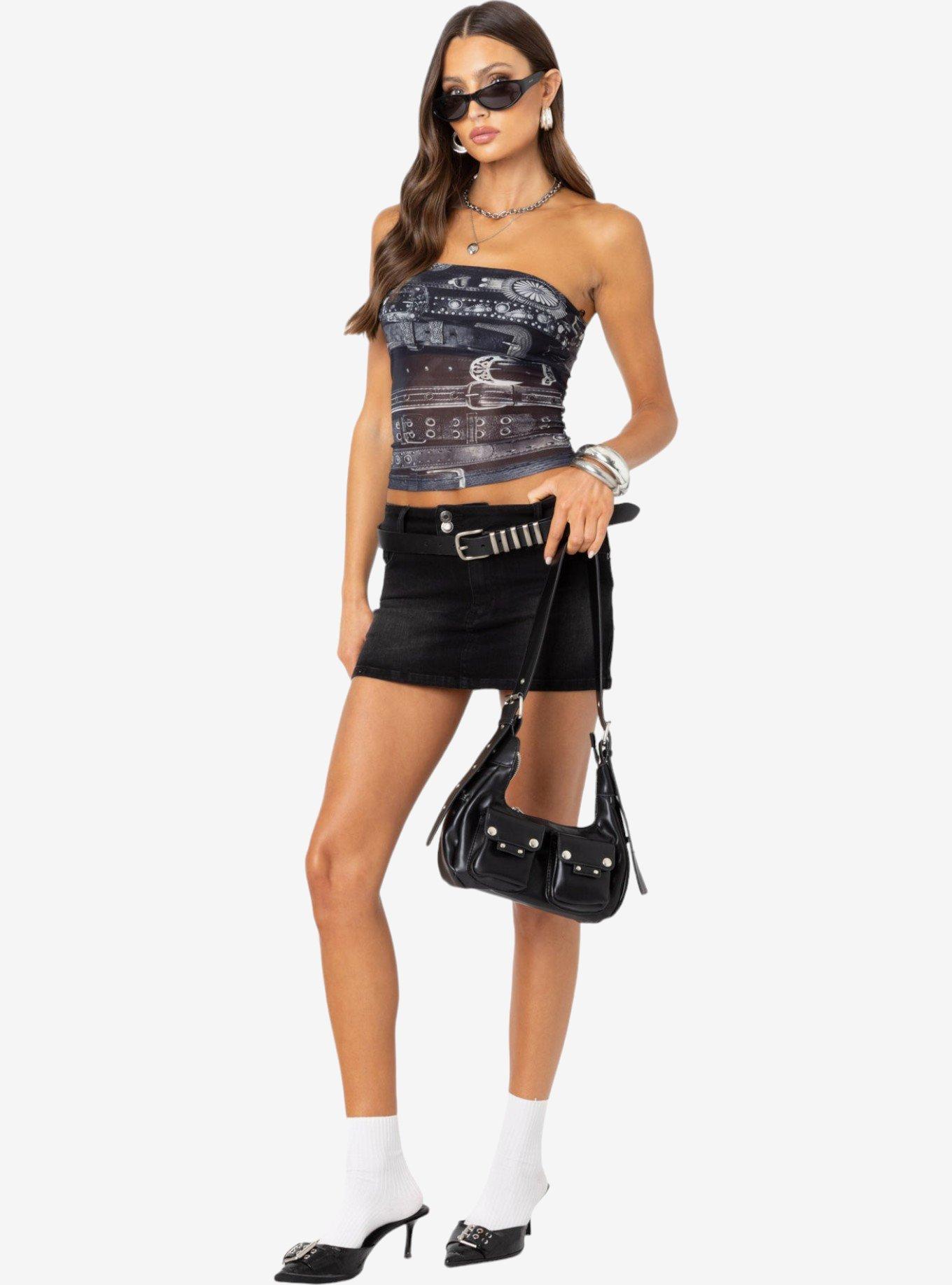 Edikted Layered Belt Mesh Tube Top, MULTI, alternate