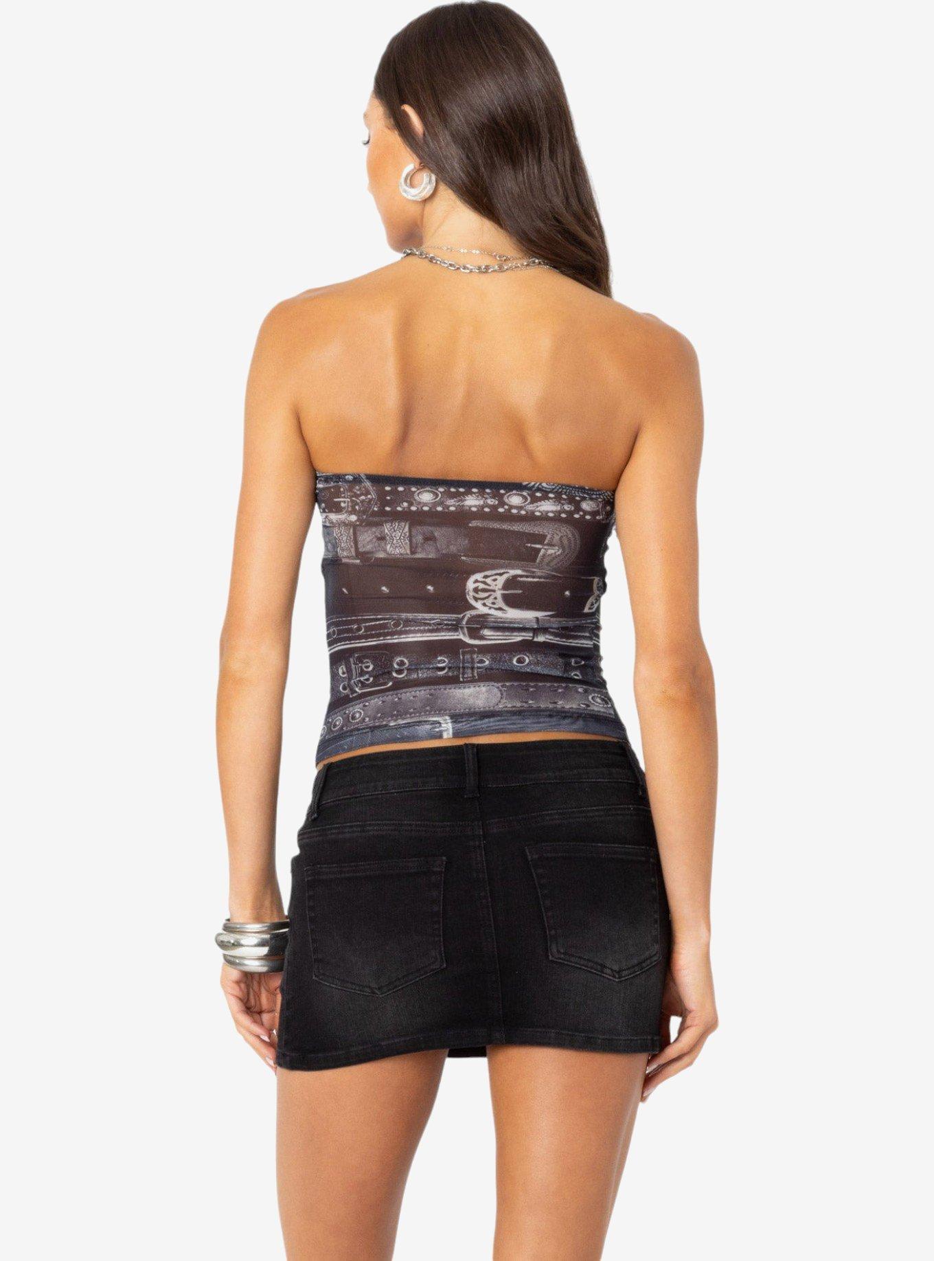 Edikted Layered Belt Mesh Tube Top, MULTI, alternate