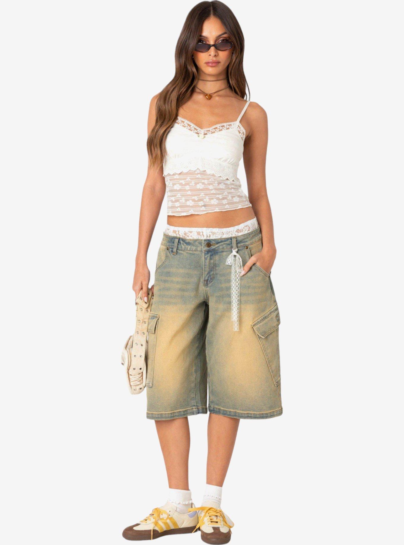 Edikted Layered Sheer Lace Tank Top, BRIGHT WHITE, alternate