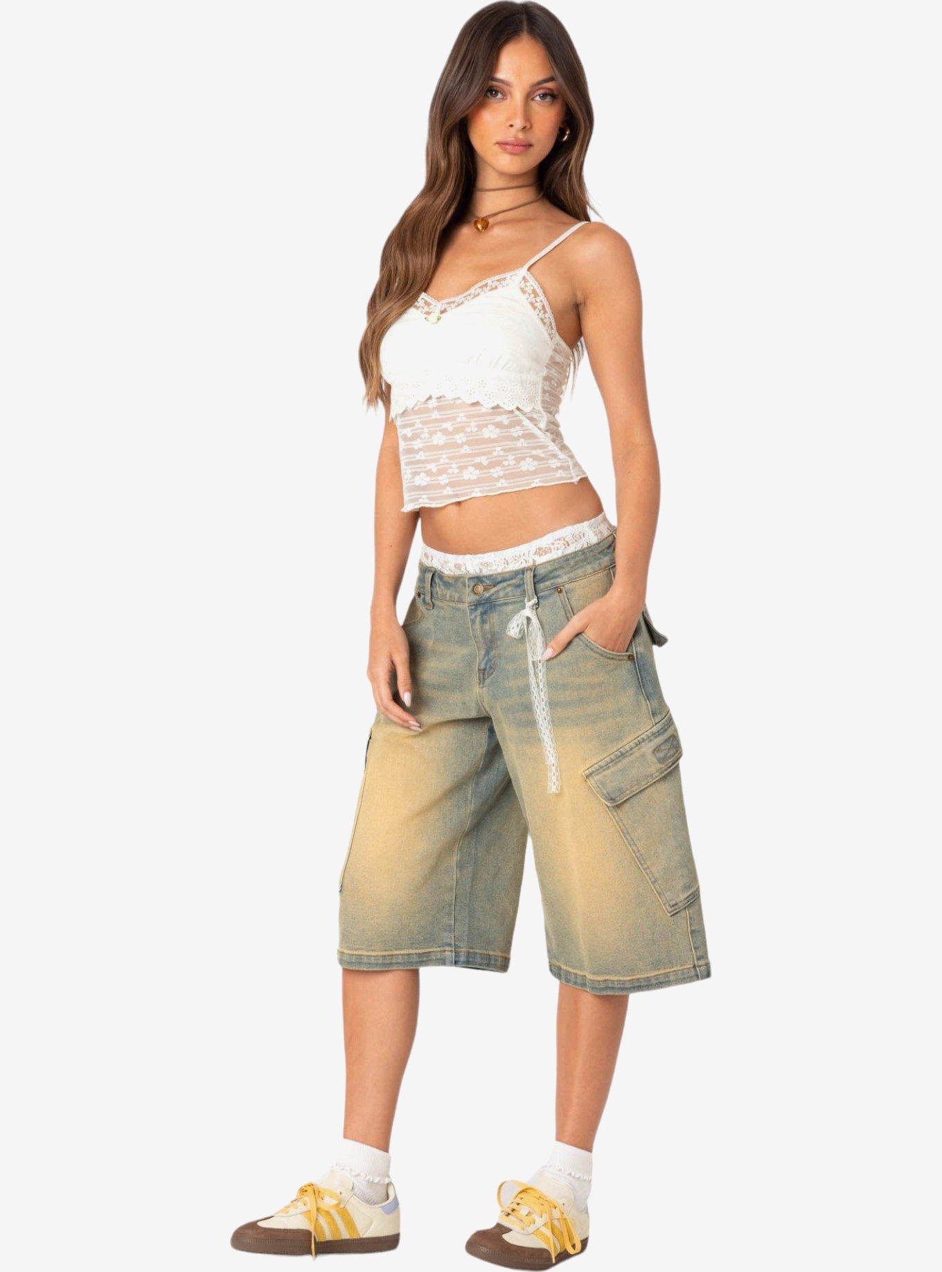 Edikted Layered Sheer Lace Tank Top, BRIGHT WHITE, alternate