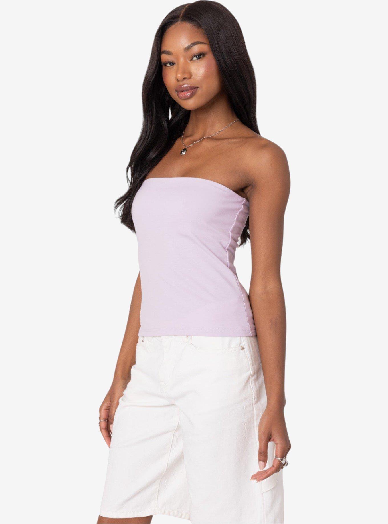 Edikted Built In Bra Tube Top, PURPLE, alternate