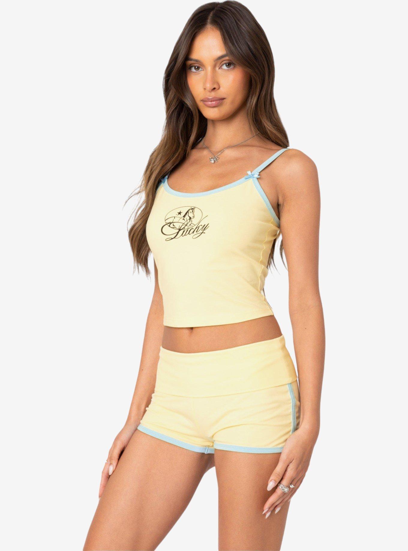 Edikted Lucky Contrast Tank Top, BRIGHT YELLOW, alternate
