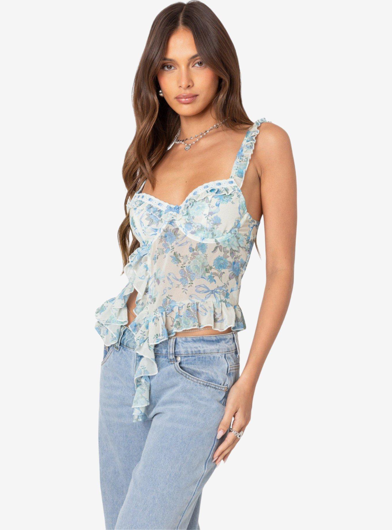 Edikted Cascade Ruffled Bra Top, MULTI, alternate