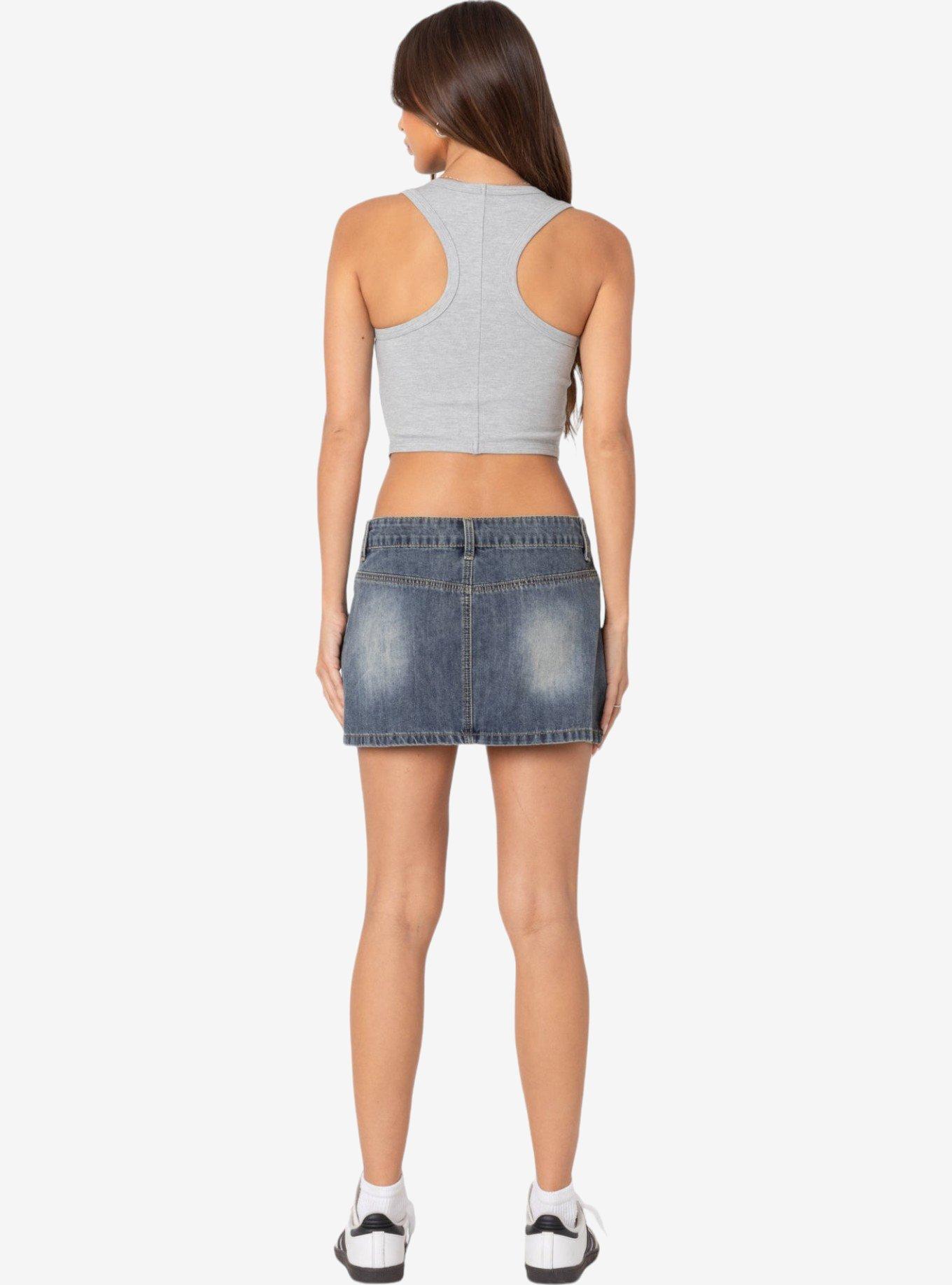 Edikted Dipped Racer Back Tank Top, GREY, alternate