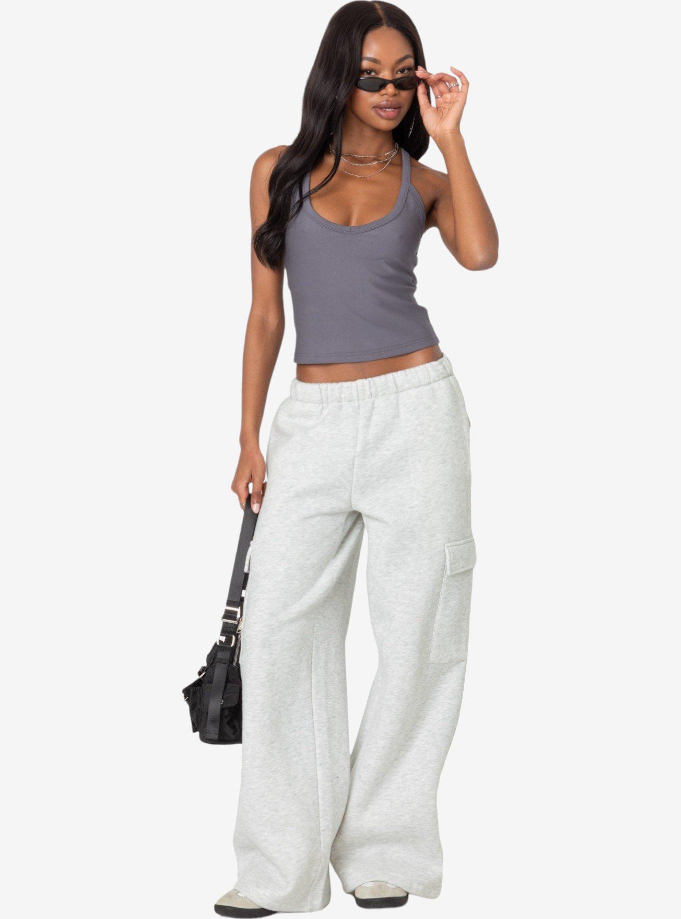 Edikted Racer Back Halter Top, GREY, alternate