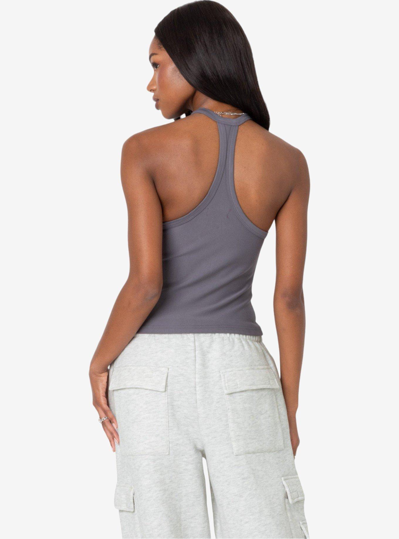 Edikted Racer Back Halter Top, GREY, alternate