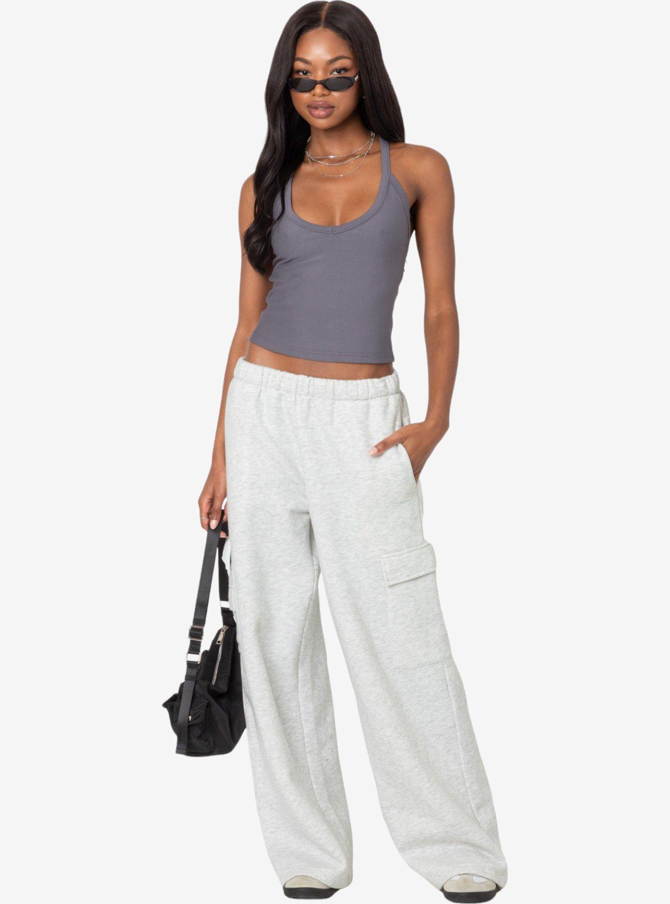 Edikted Racer Back Halter Top, GREY, alternate