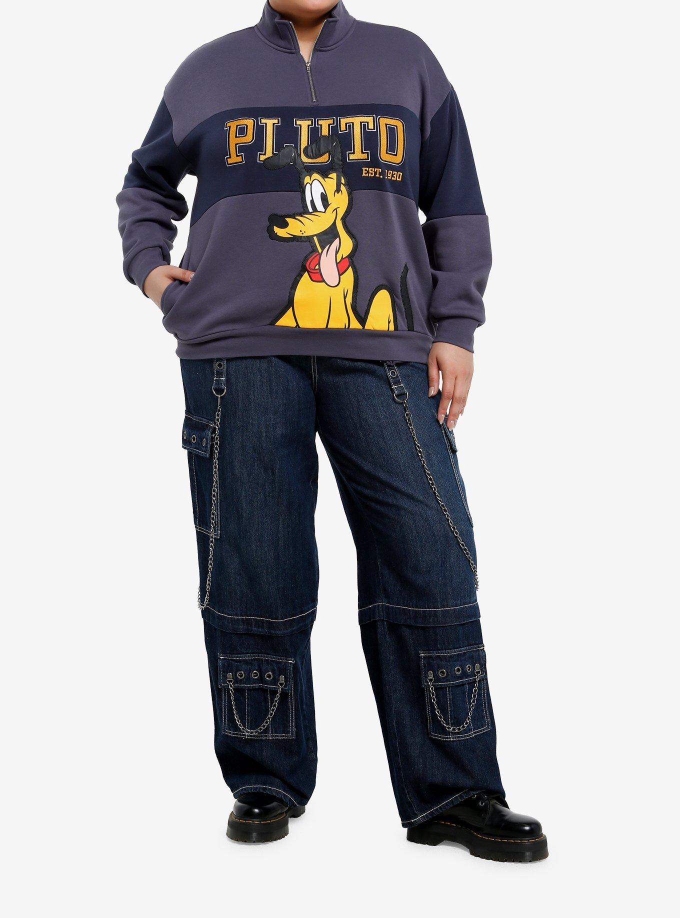 Disney Pluto Color-Block Quarter Zip Sweatshirt Plus Size, , hi-res