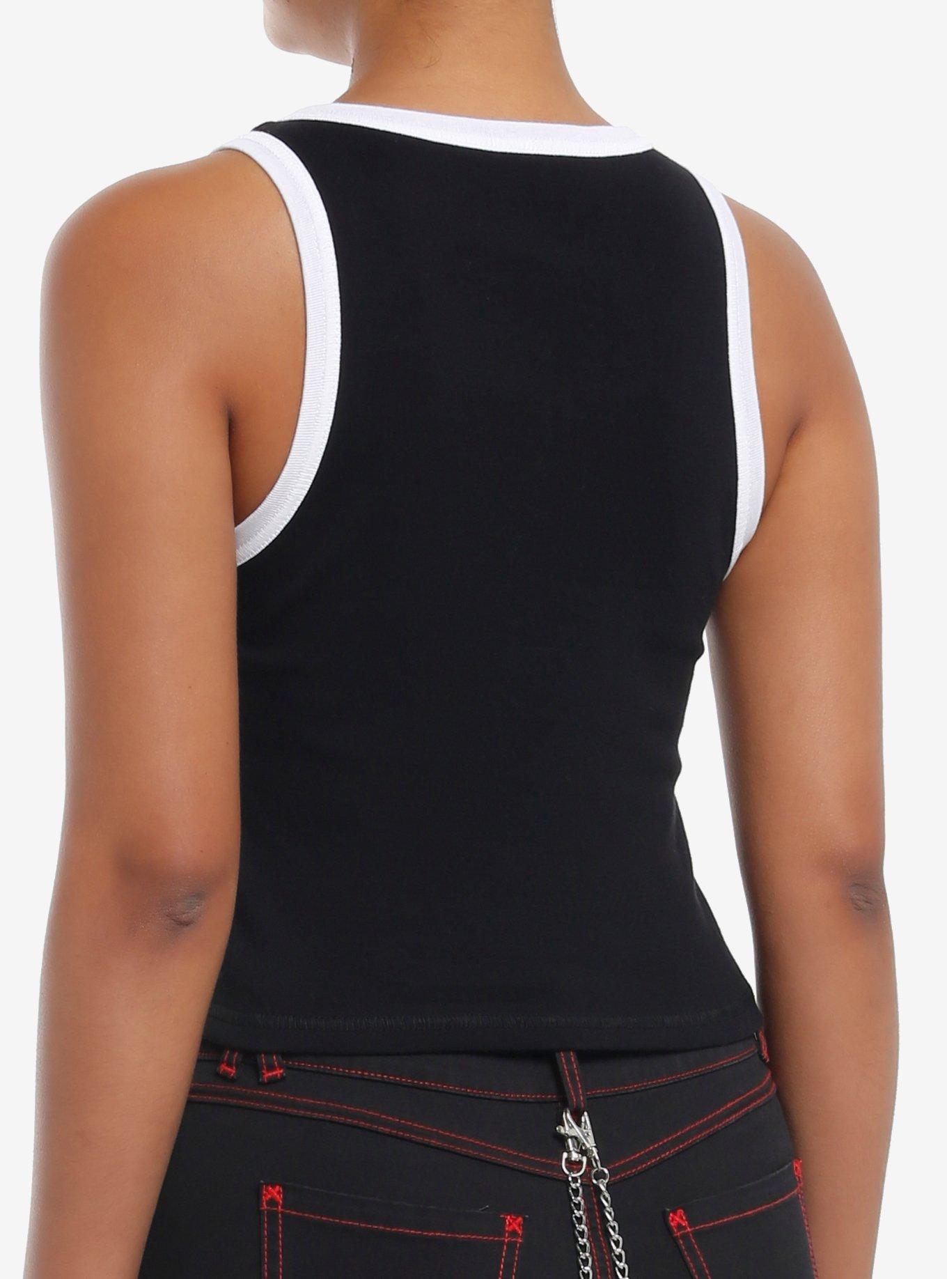 Olivia Rodrigo So American Girls Crop Ringer Tank Top, BLACK, alternate