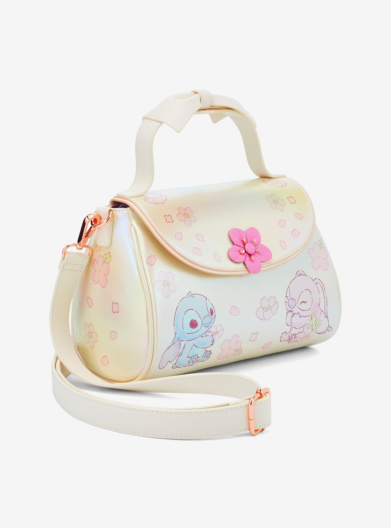 Loungefly Disney Stitch & Angel Pastel Cherry Blossoms Iridescent Crossbody Bag, , hi-res