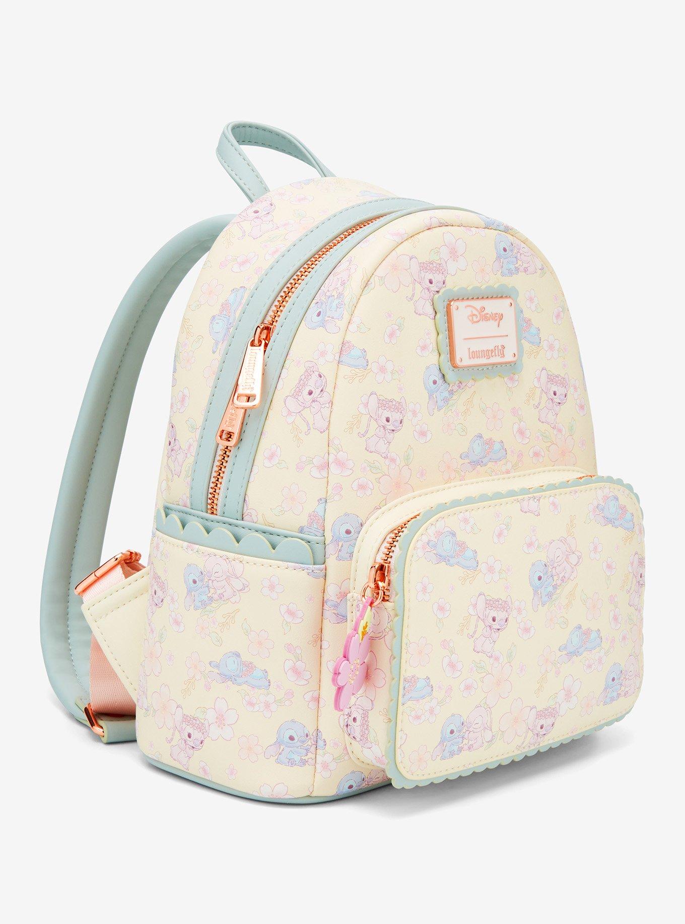 Loungefly Disney Stitch & Angel Pastel Cherry Blossoms Iridescent Mini Backpack, , hi-res