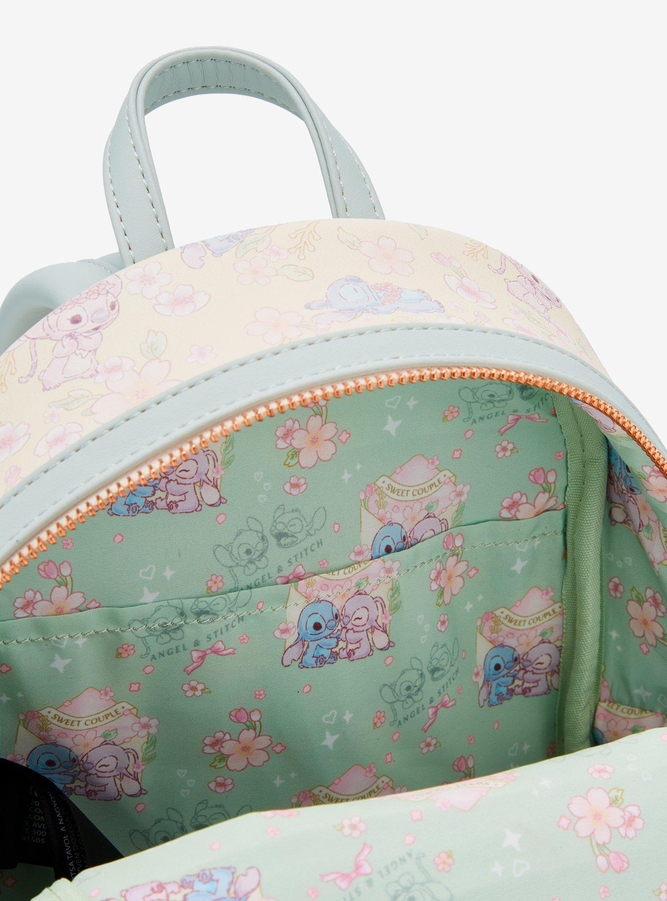 Loungefly Disney Stitch & Angel Pastel Cherry Blossoms Iridescent Mini Backpack, , alternate