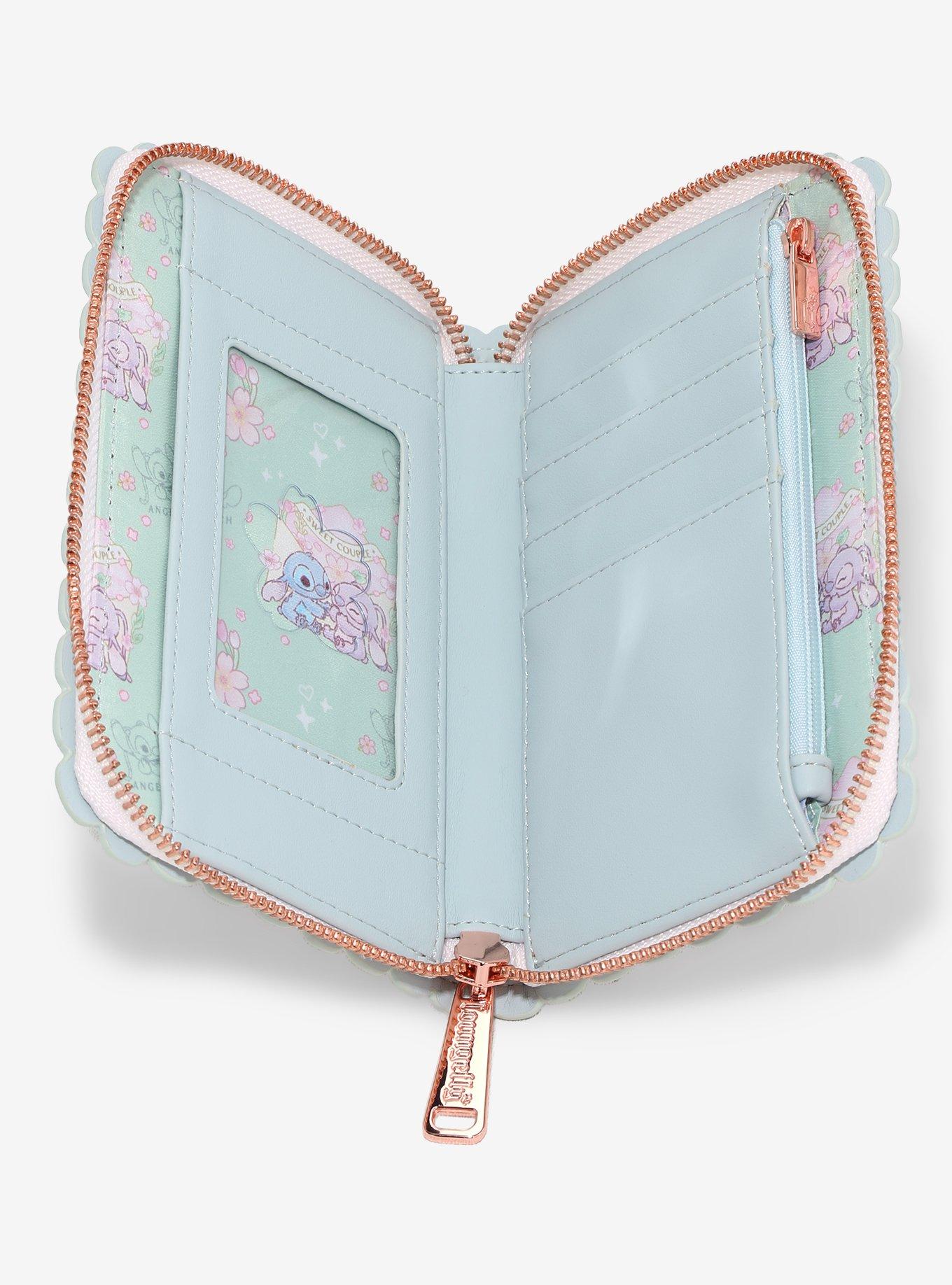 Loungefly Disney Stitch & Angel Pastel Cherry Blossoms Iridescent Zipper Wallet, , alternate