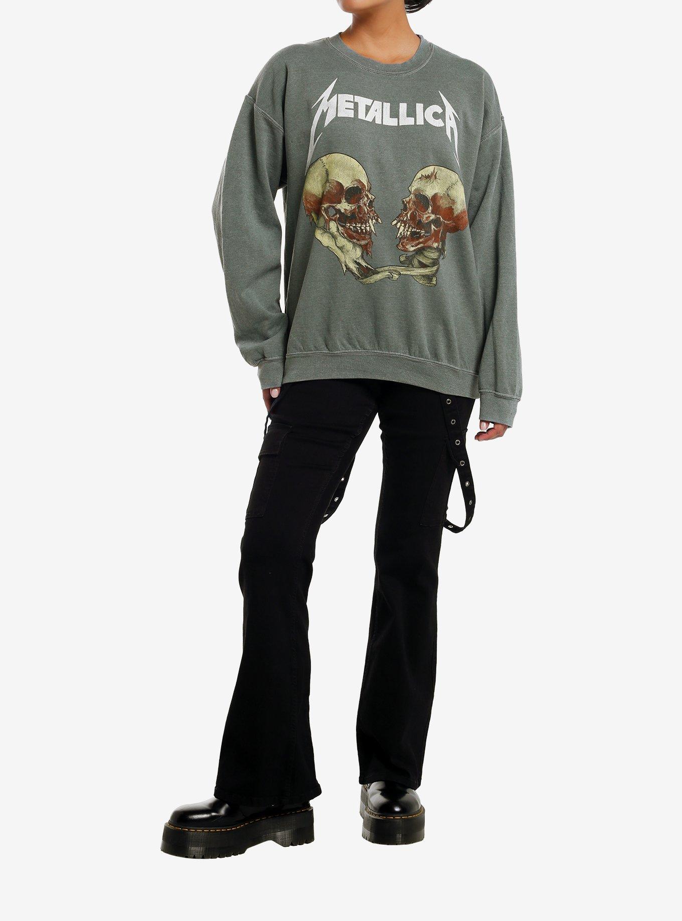 Metallica Double Skull Sweatshirt, MILITARY GREEN, alternate