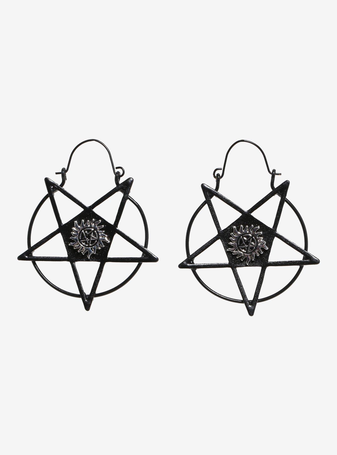 Supernatural Pentagram Drop Earrings, , hi-res