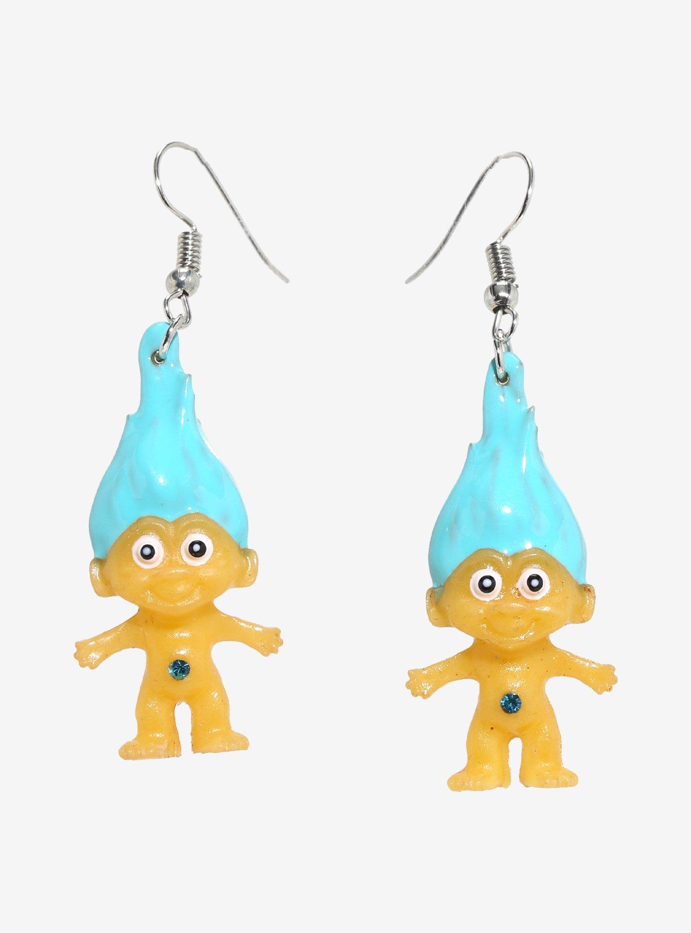 Good Luck Trolls Blue Troll Drop Earrings, , hi-res