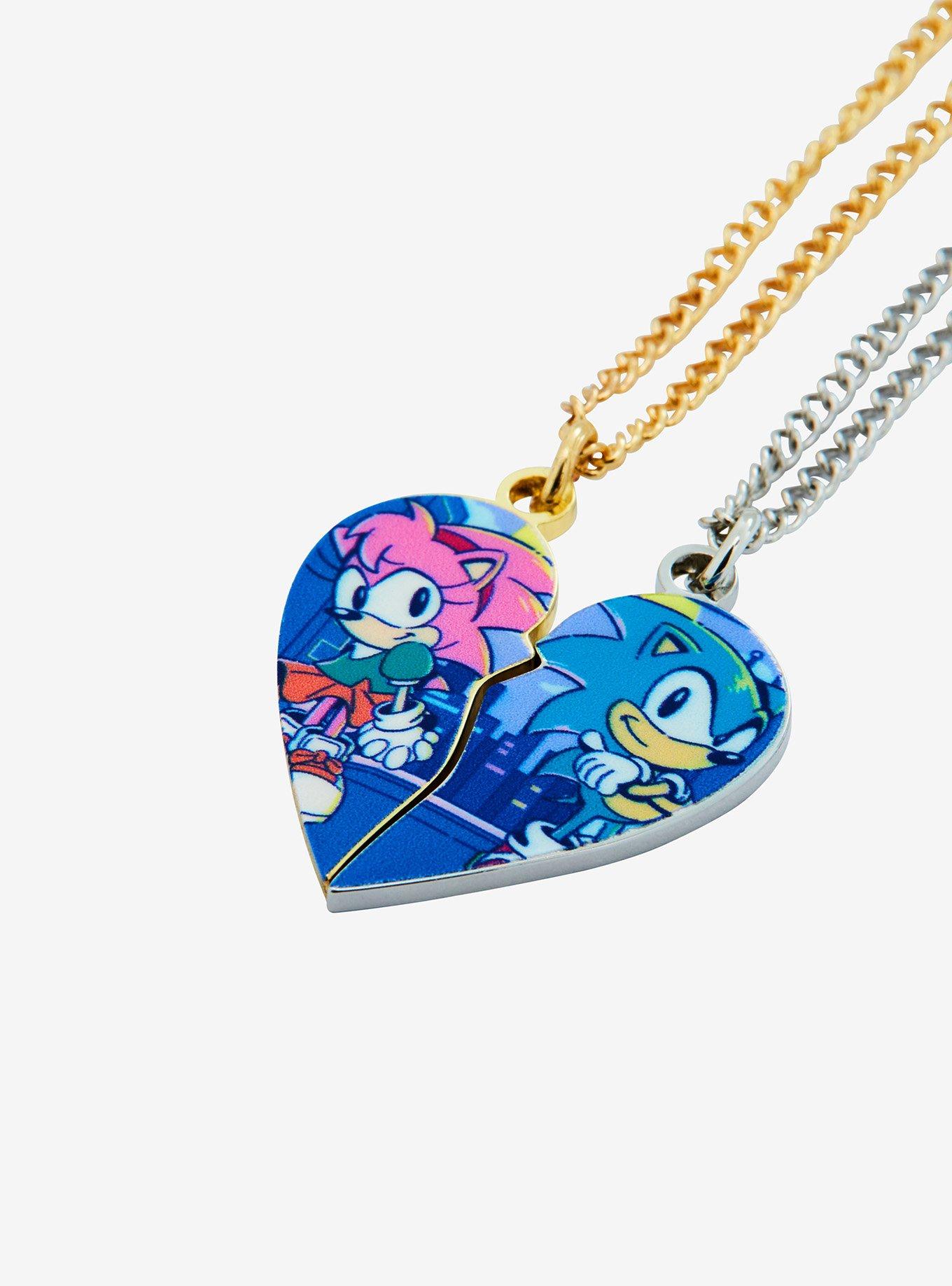 Sonic The Hedgehog Amy Rose & Sonic Heart Best Friend Necklace Set, , alternate