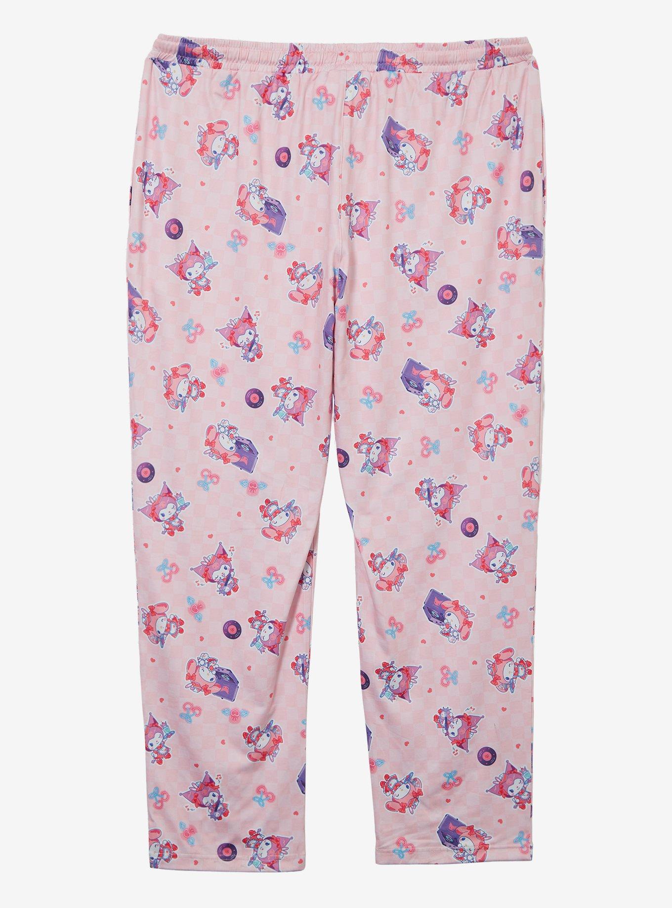 Sanrio Kuromi and My Melody Diner Allover Print Women's Plus Size Sleep Pants, , hi-res