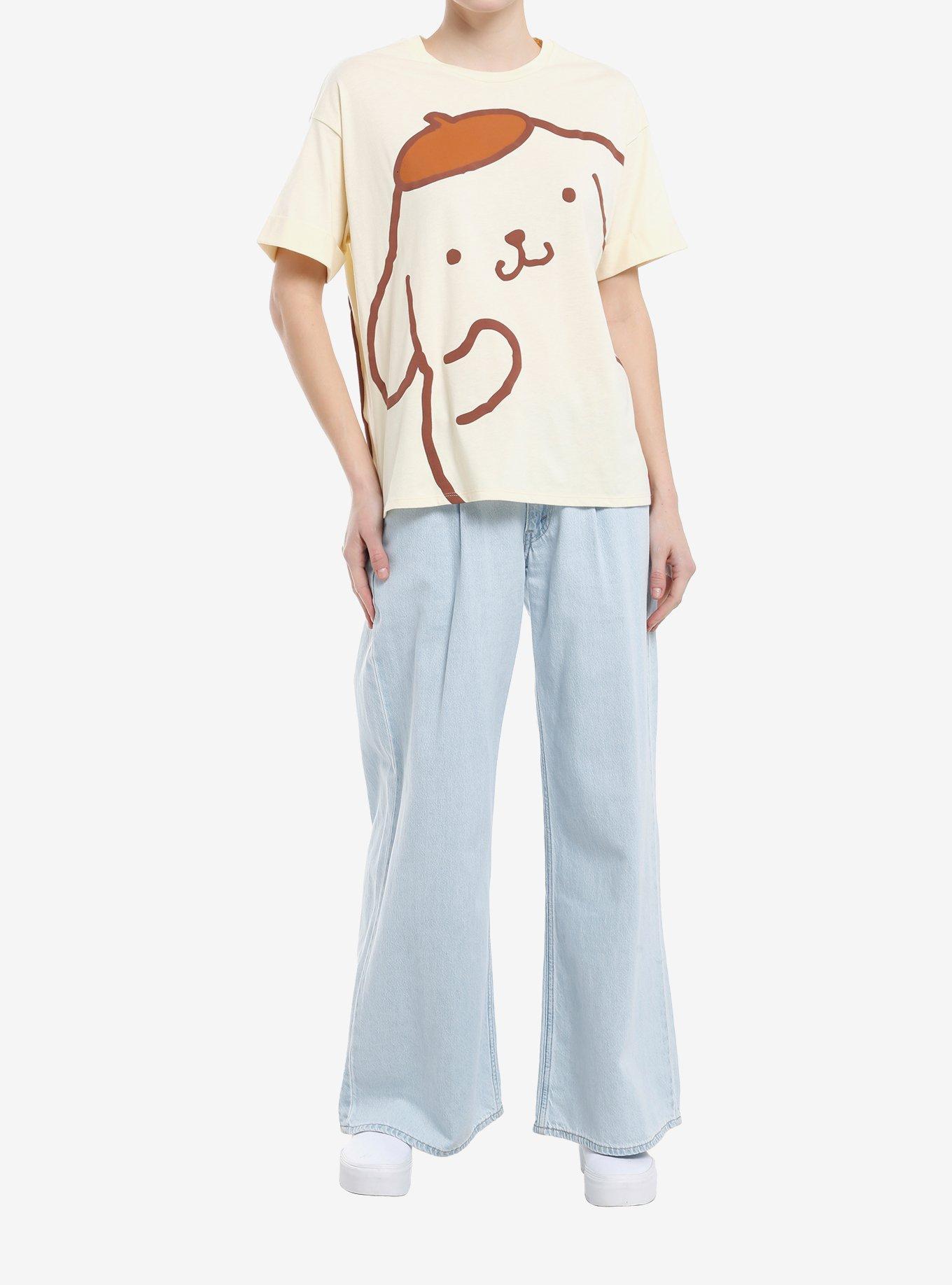 Pompompurin Jumbo Front & Back Print Girls Oversized T-Shirt, BROWN, alternate